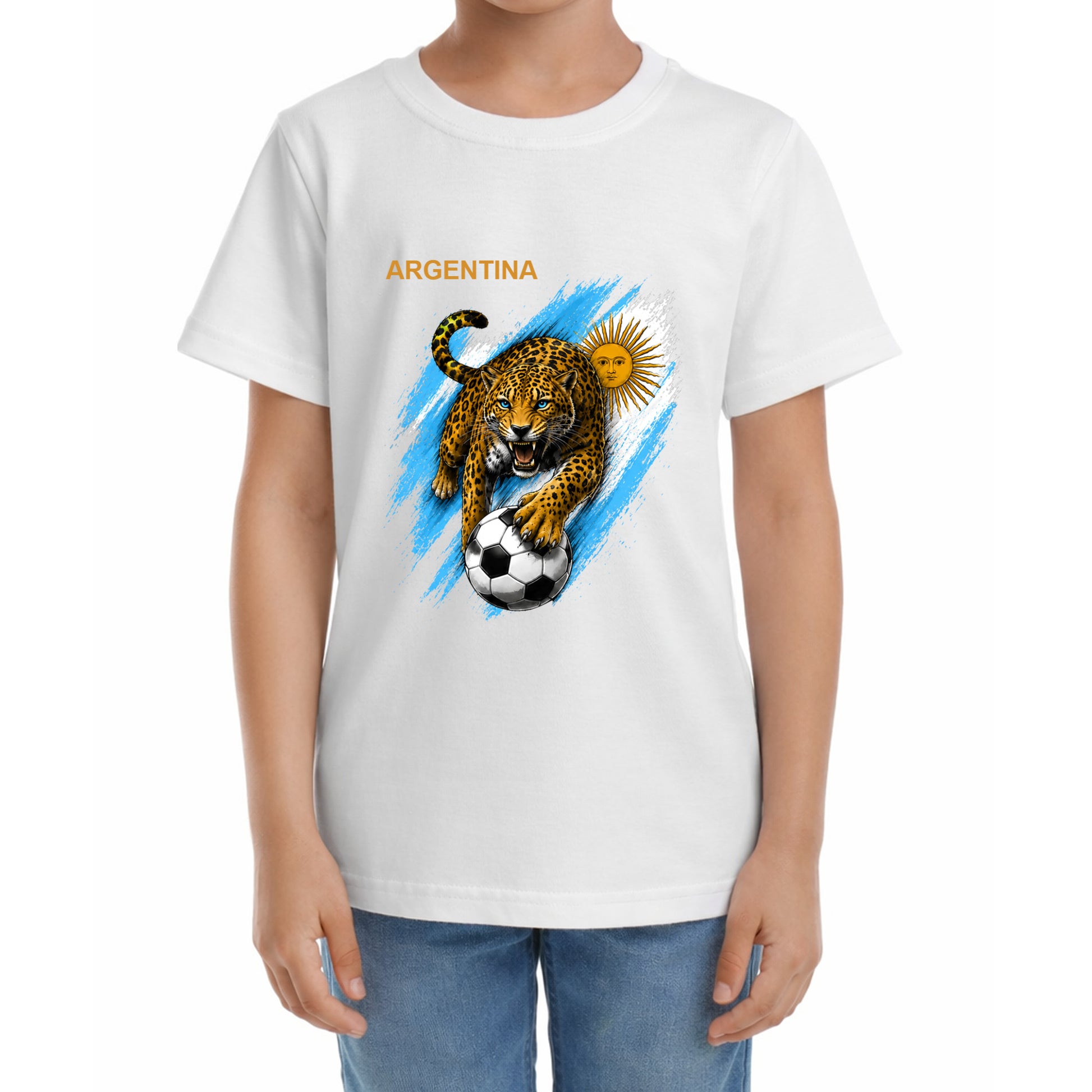 Kinder Fußball-T-Shirt mit Nummer 11 Argentinien – eigener Text vorne und hinten