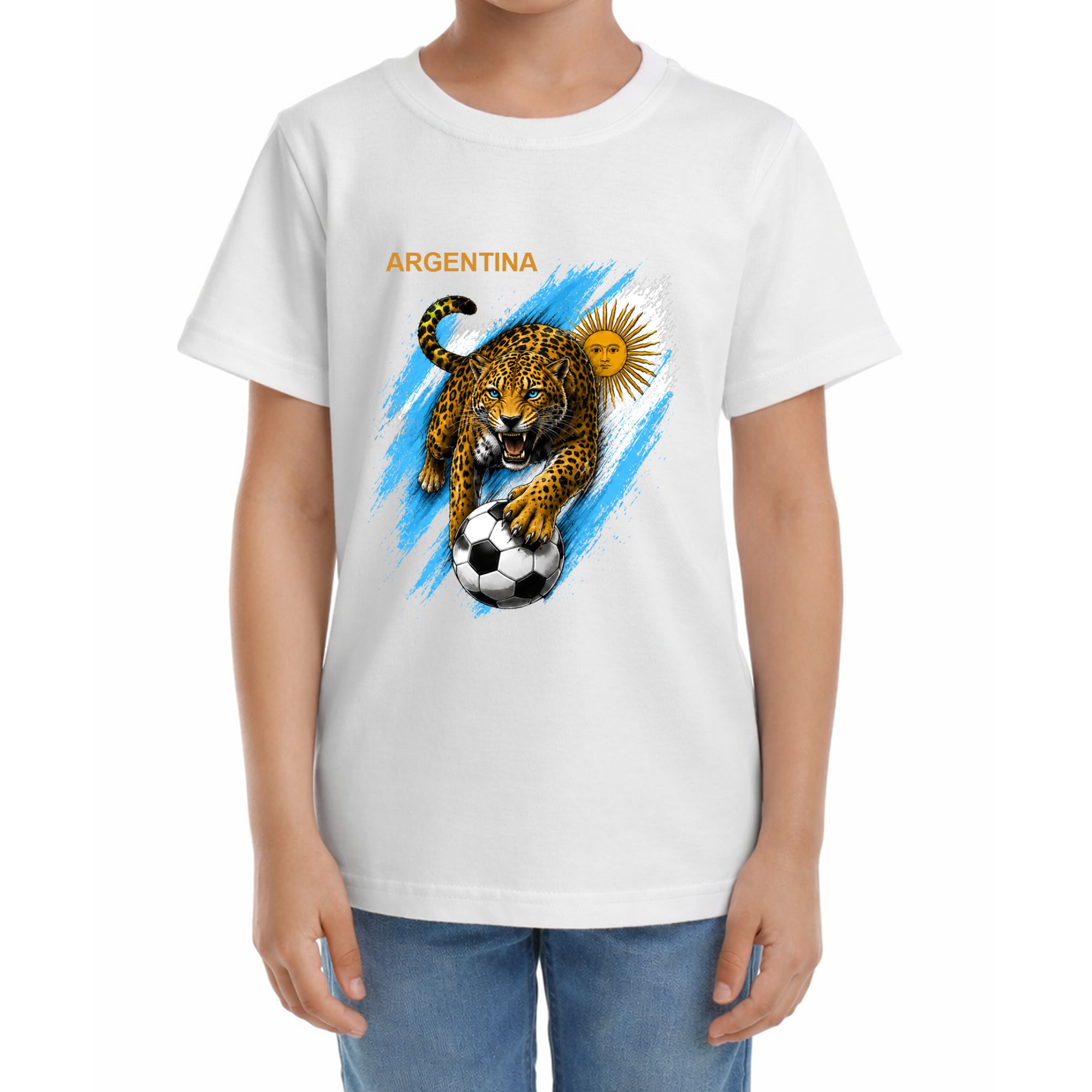 Kinder Fußball-T-Shirt mit Nummer 10 Argentinien – eigener Text vorne und hinten
