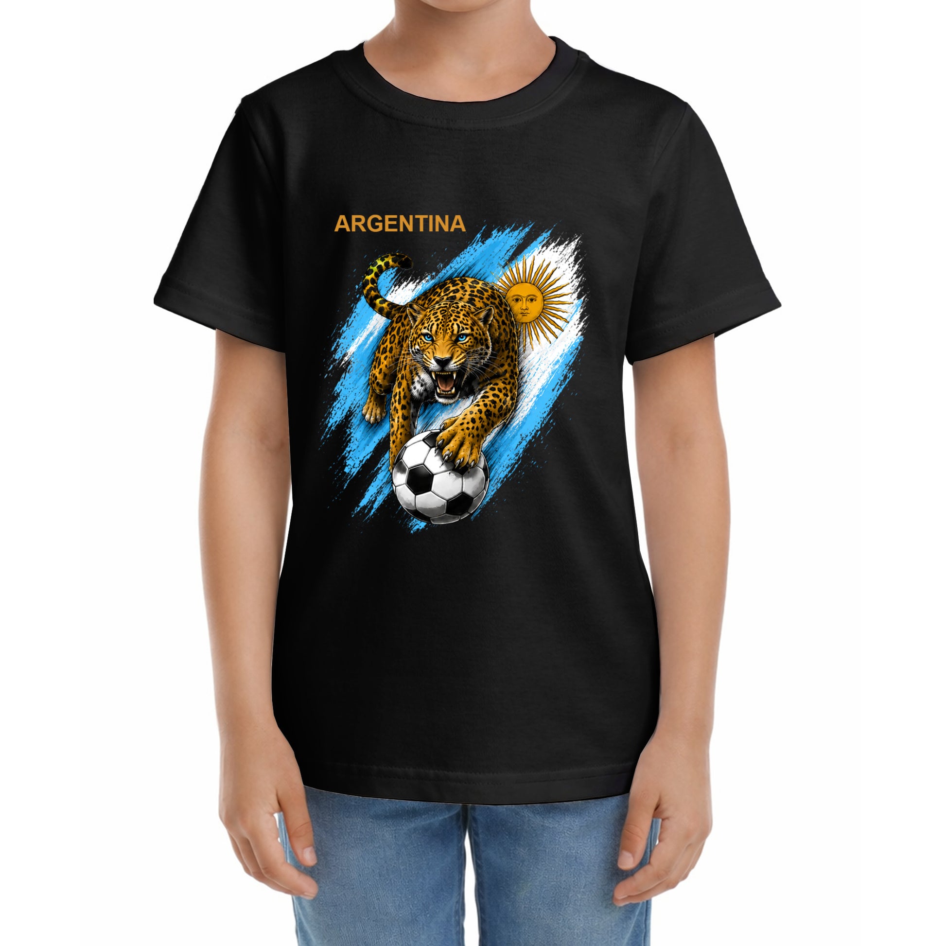 Kinder Fußball-T-Shirt mit Nummer 10 Argentinien – eigener Text vorne und hinten