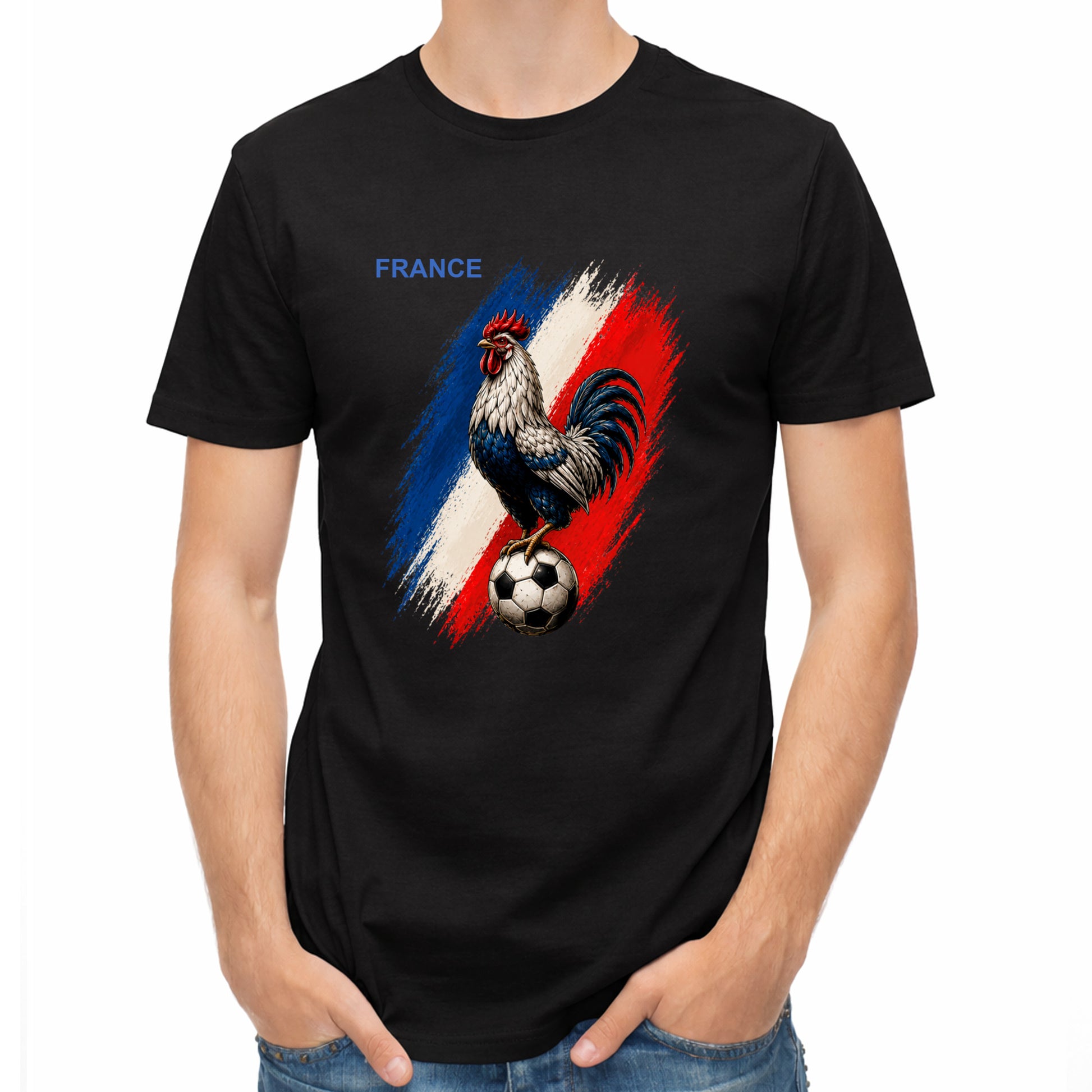 Herren Fußball-T-Shirt mit Nummer 10 Frankreich – eigener Text vorne und hinten