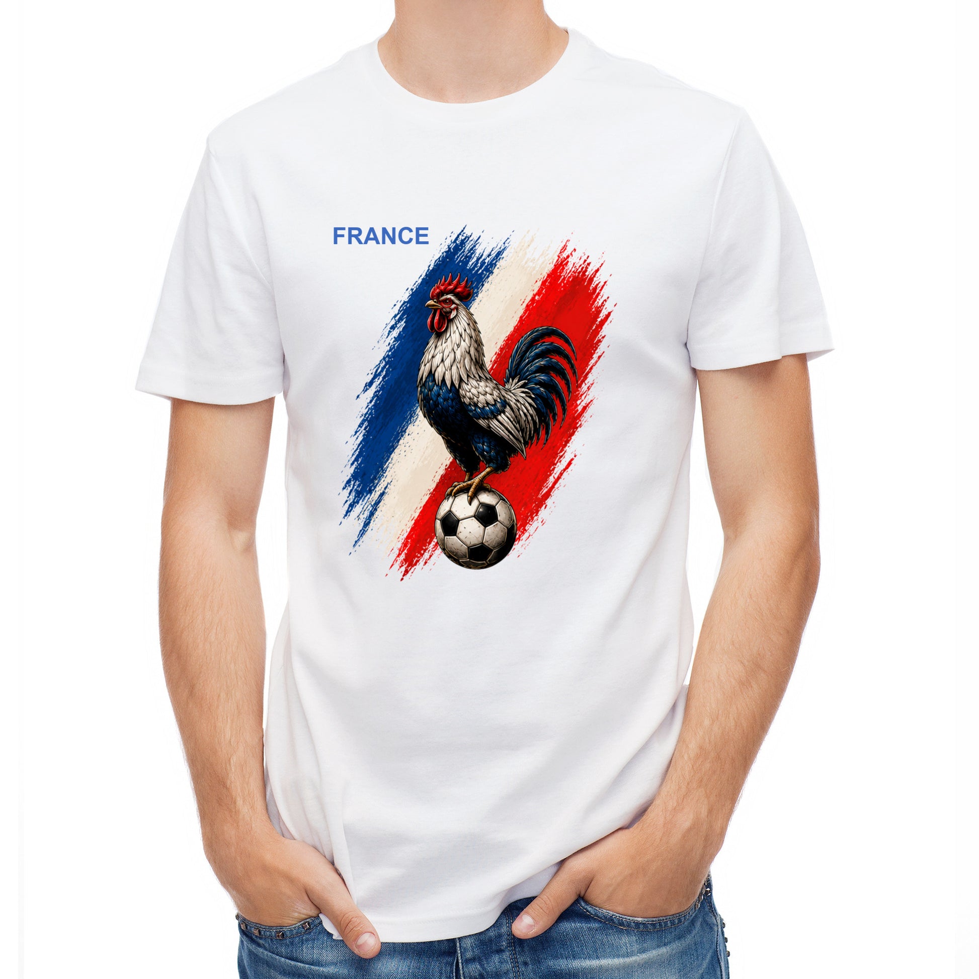 Herren Fußball-T-Shirt mit Nummer 10 Frankreich – eigener Text vorne und hinten