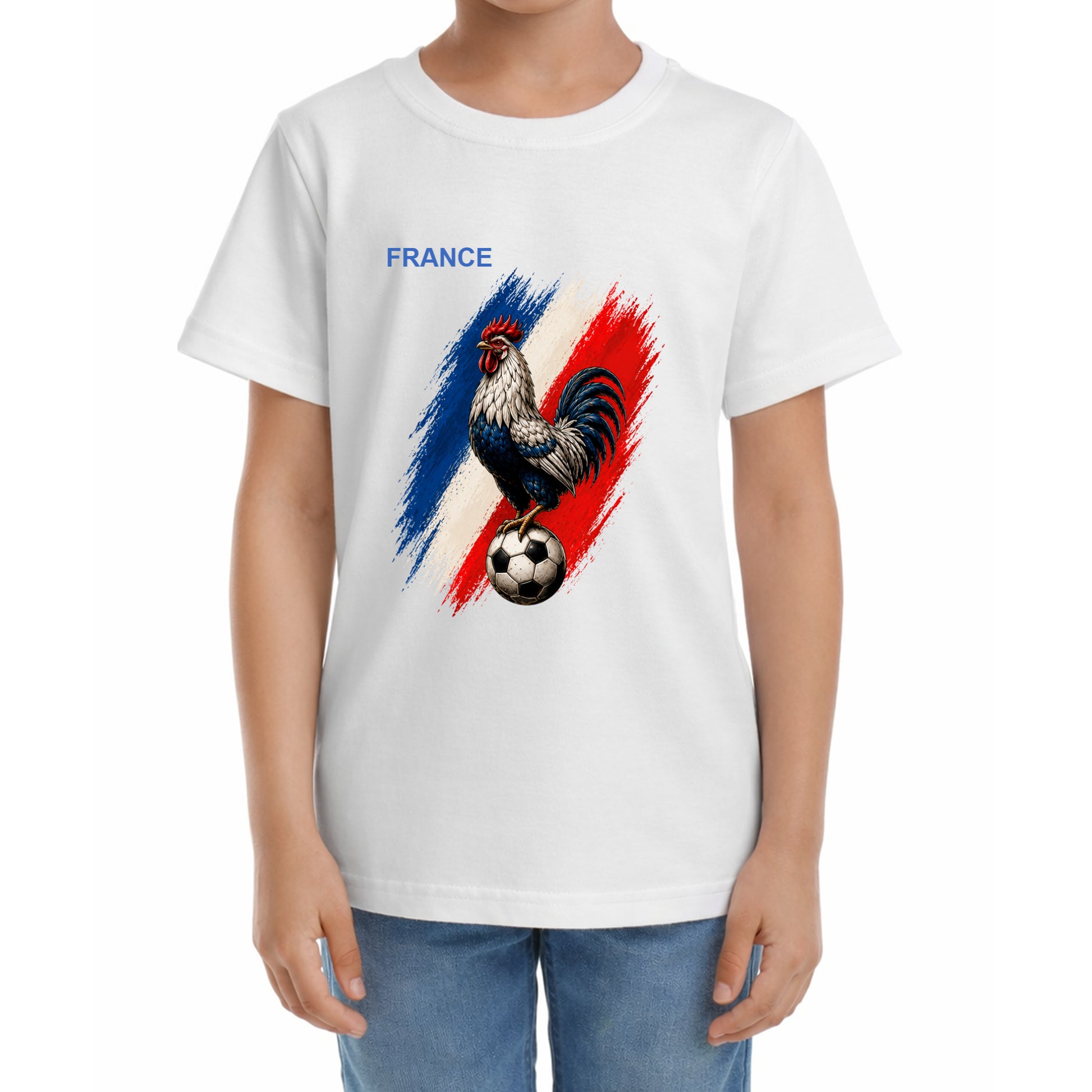 Kinder Fußball-T-Shirt mit Nummer 7 Frankreich – eigener Text vorne und hinten