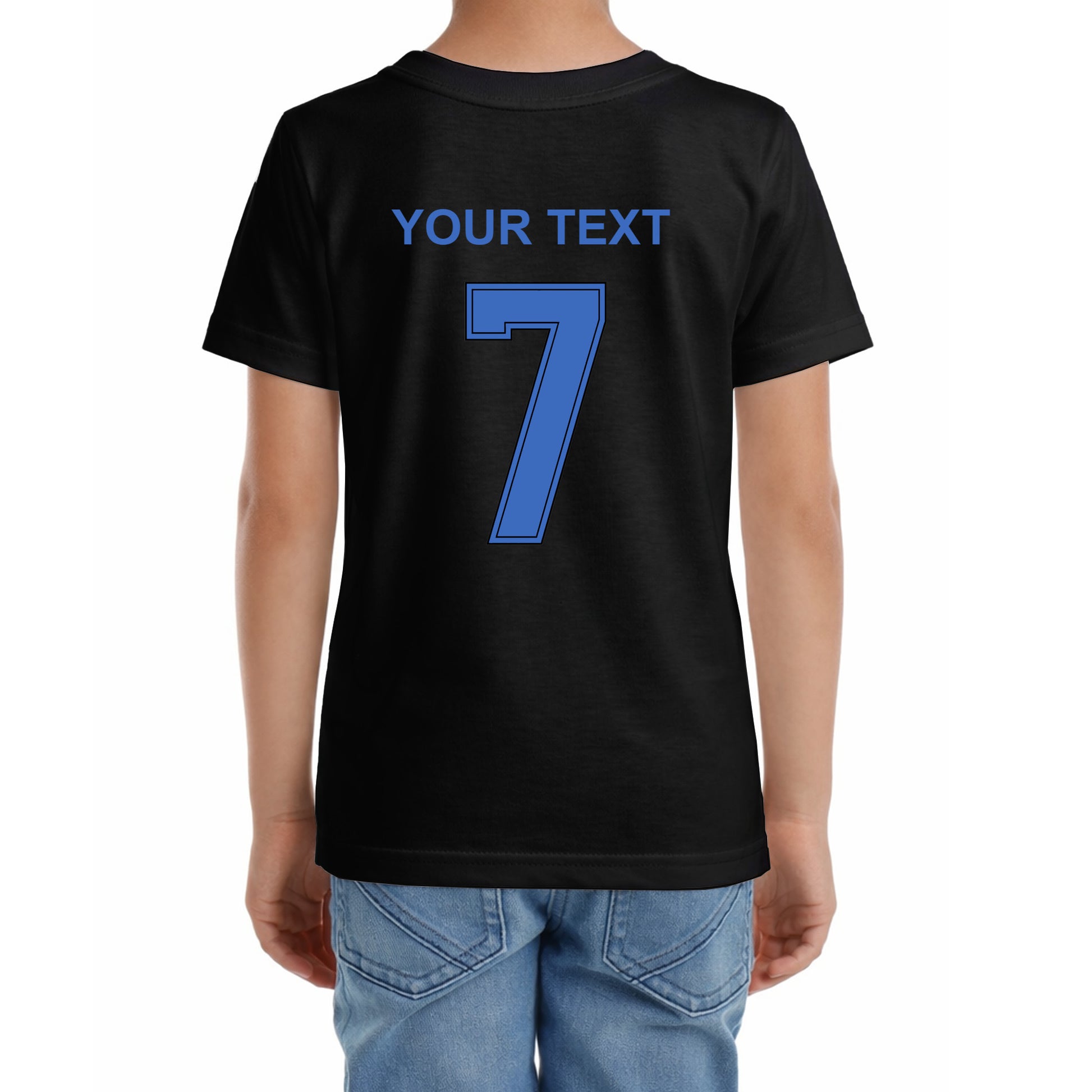Kinder Fußball-T-Shirt mit Nummer 7 Frankreich – eigener Text vorne und hinten