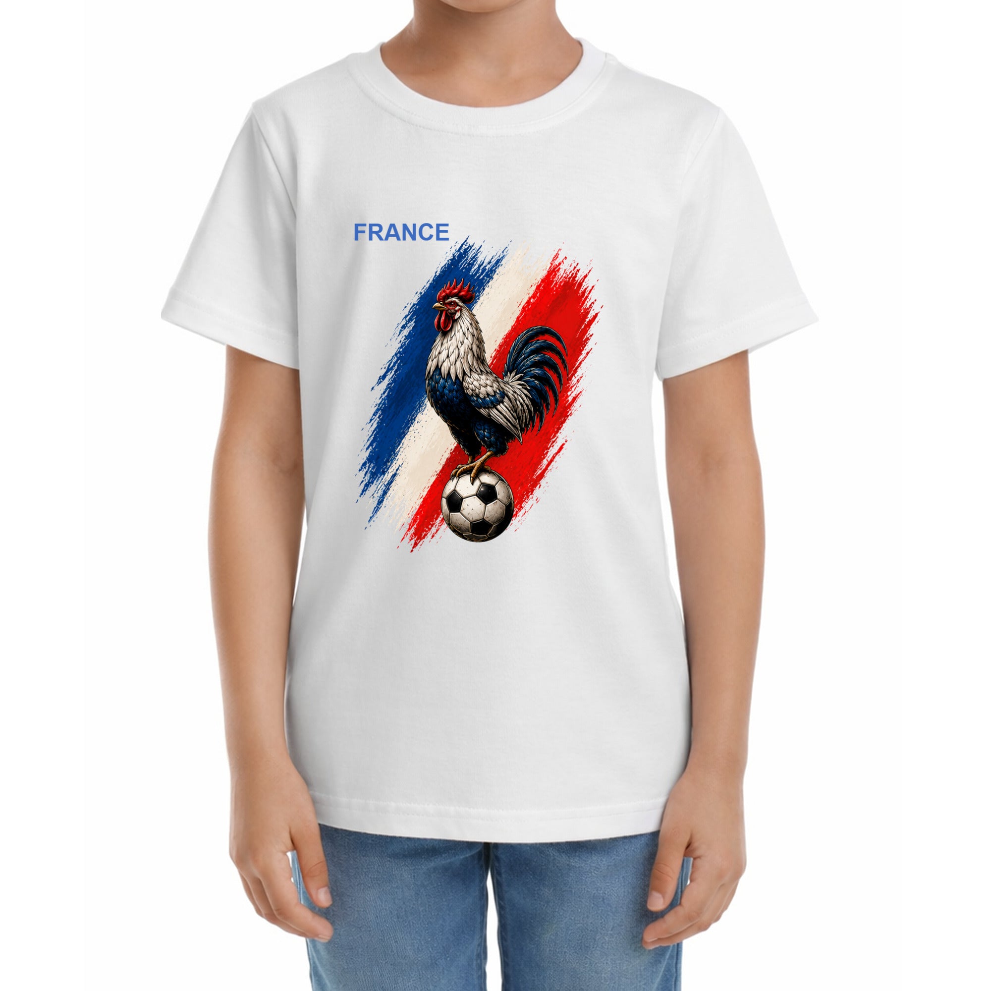 Kinder Fußball-T-Shirt mit Nummer 11 Frankreich – eigener Text vorne und hinten