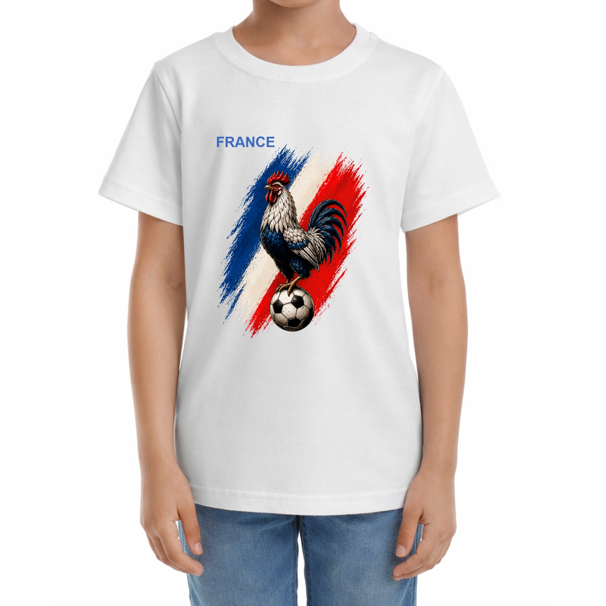 Kinder Fußball-T-Shirt mit Nummer 11 Frankreich – eigener Text vorne und hinten