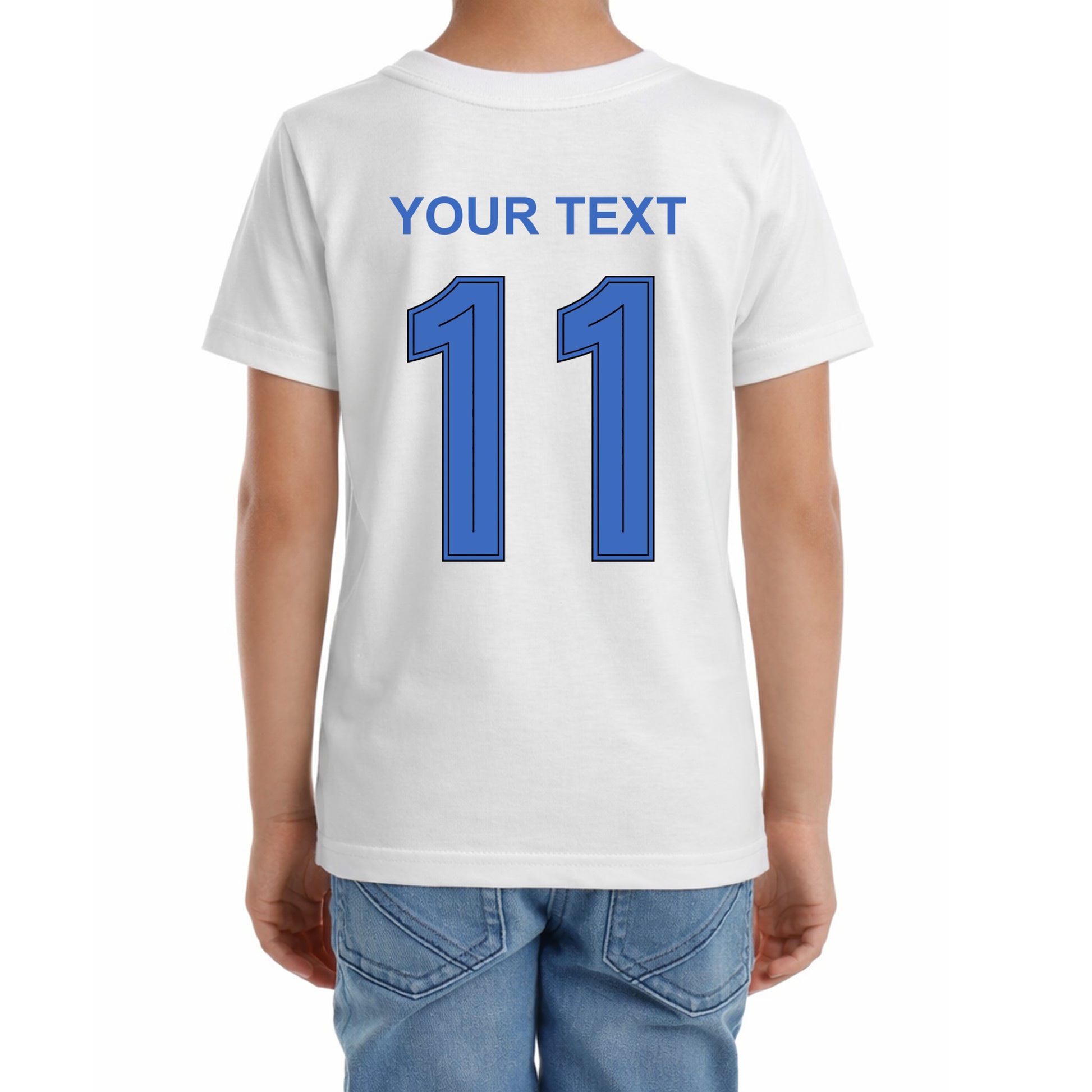 Kinder Fußball-T-Shirt mit Nummer 11 Frankreich – eigener Text vorne und hinten