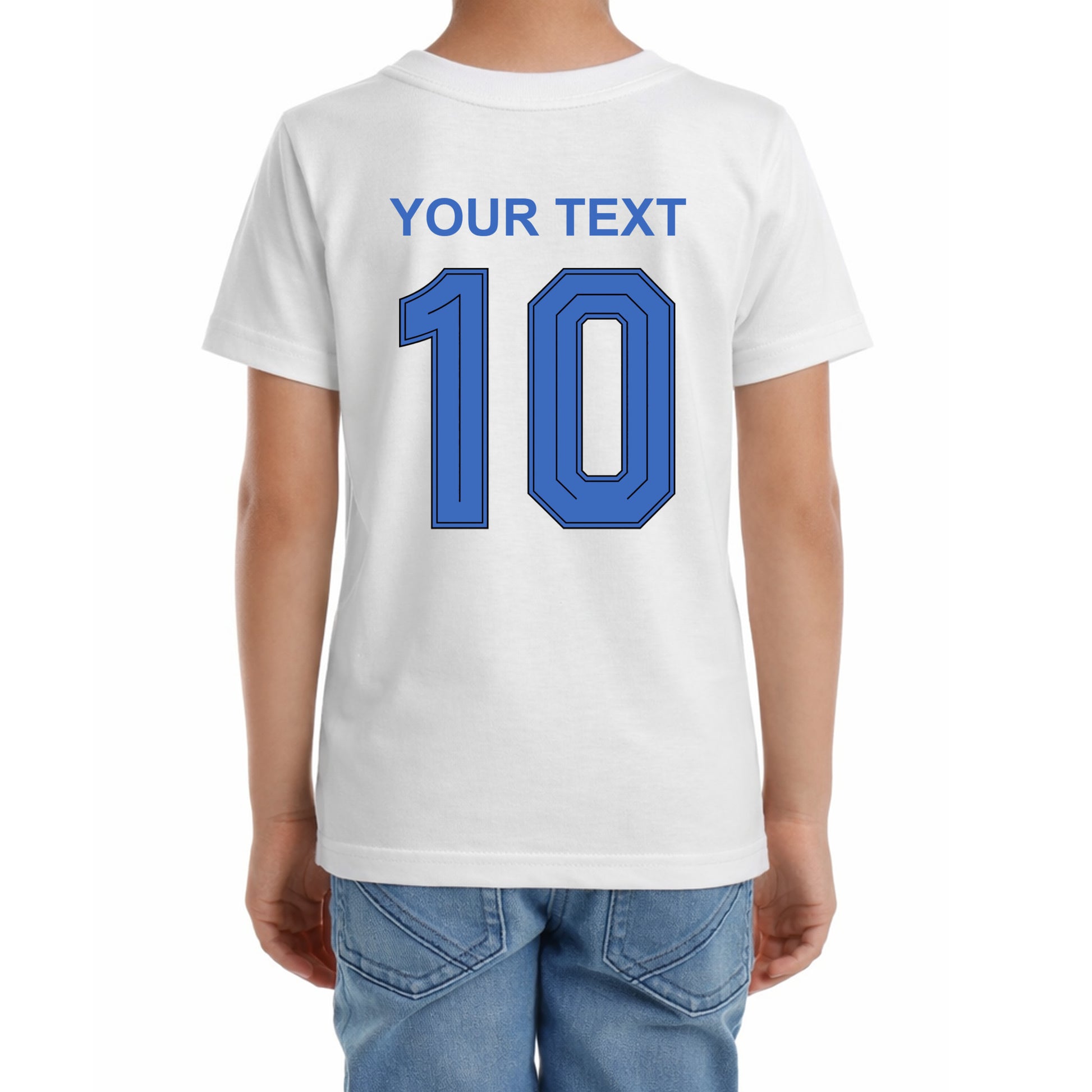 Kinder Fußball-T-Shirt mit Nummer 10 Frankreich – eigener Text vorne und hinten