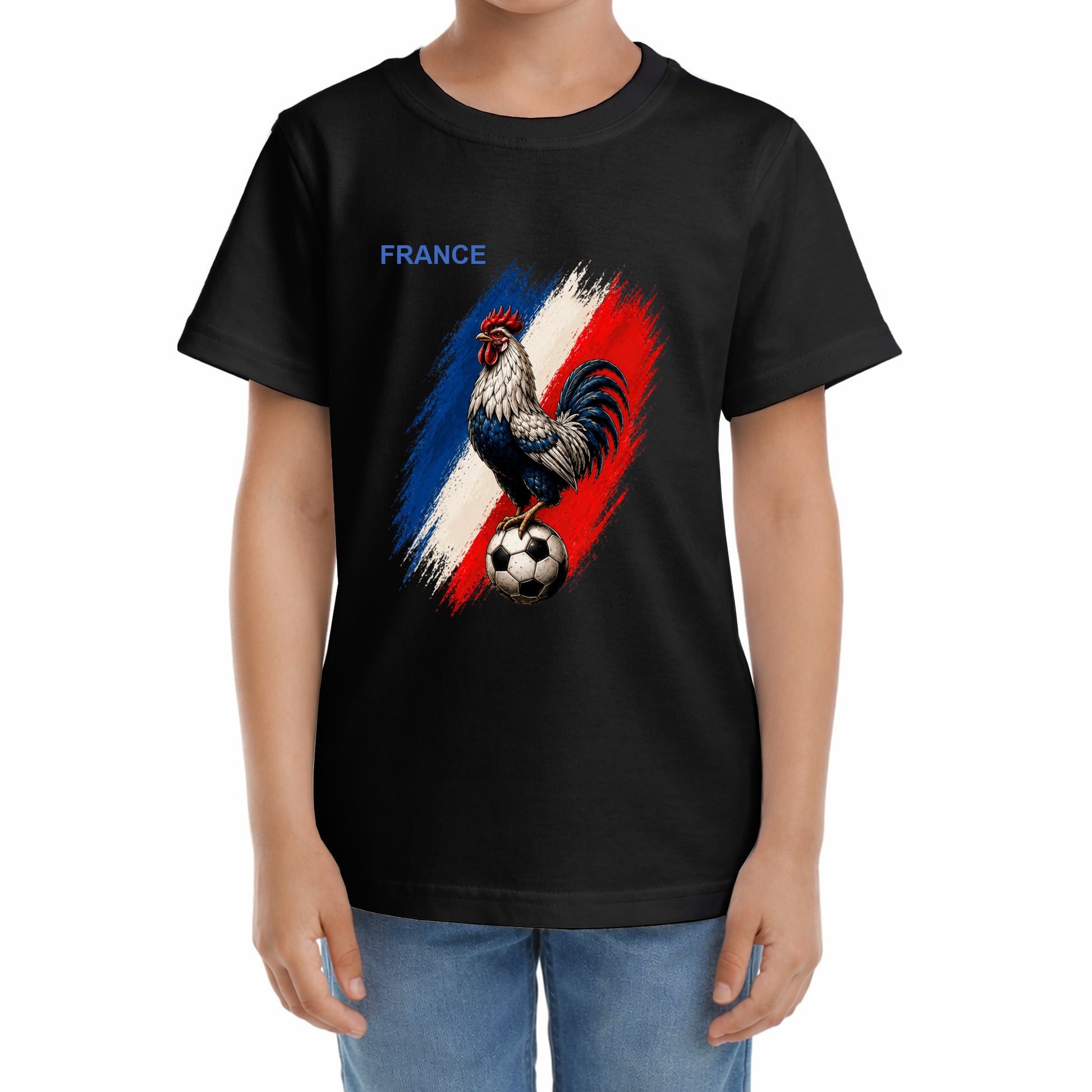 Kinder Fußball-T-Shirt mit Nummer 10 Frankreich – eigener Text vorne und hinten