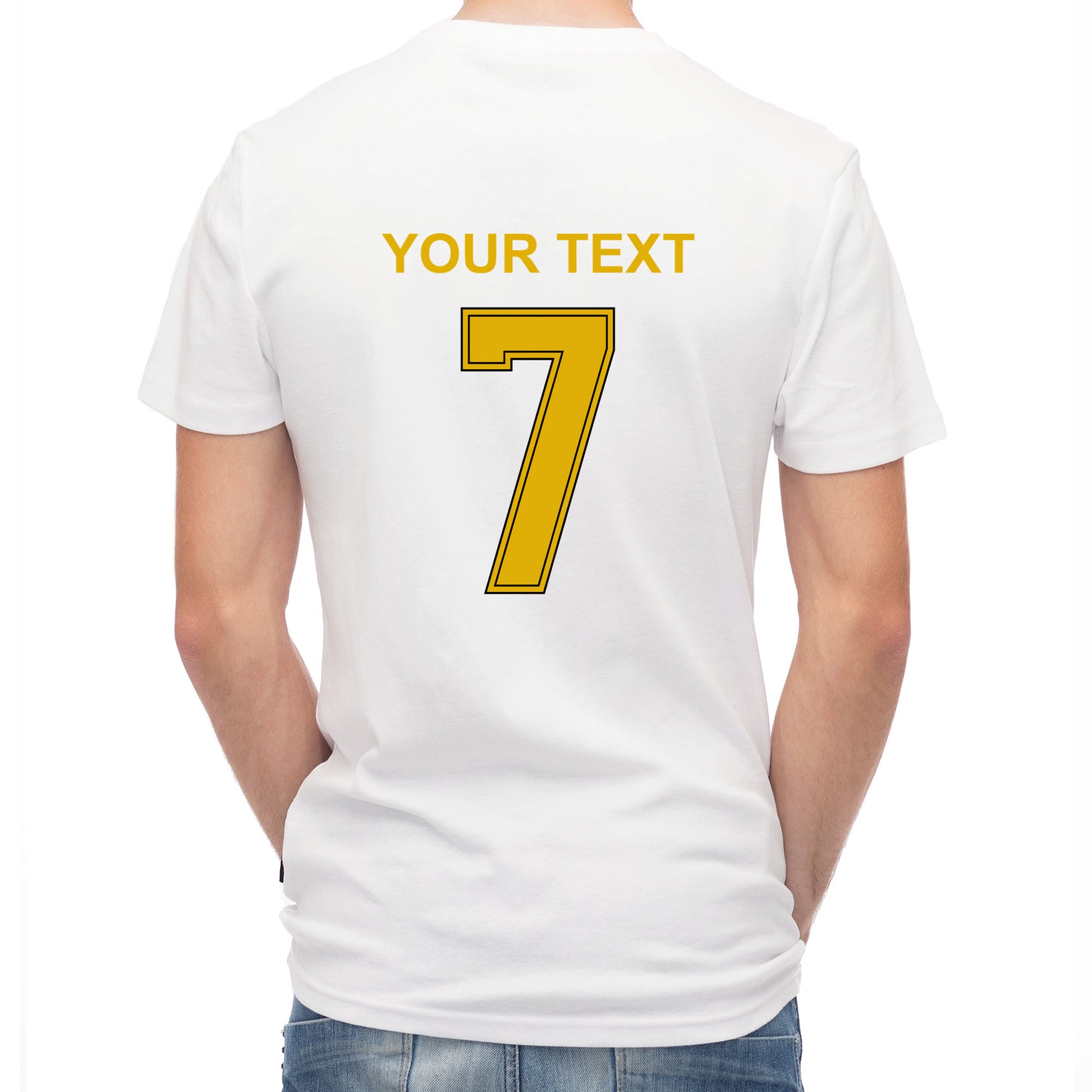 Herren Fußball-T-Shirt mit Nummer 7 Spanien – eigener Text vorne und hinten