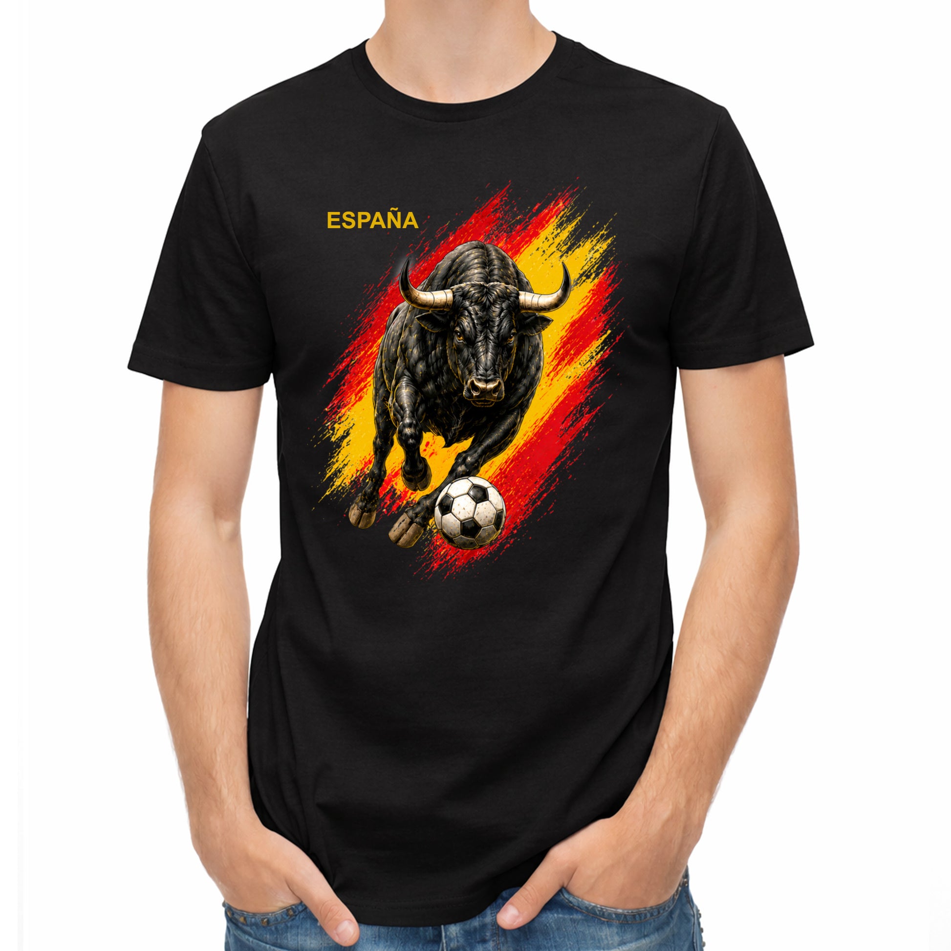 Herren Fußball-T-Shirt mit Nummer 10 Spanien – eigener Text vorne und hinten