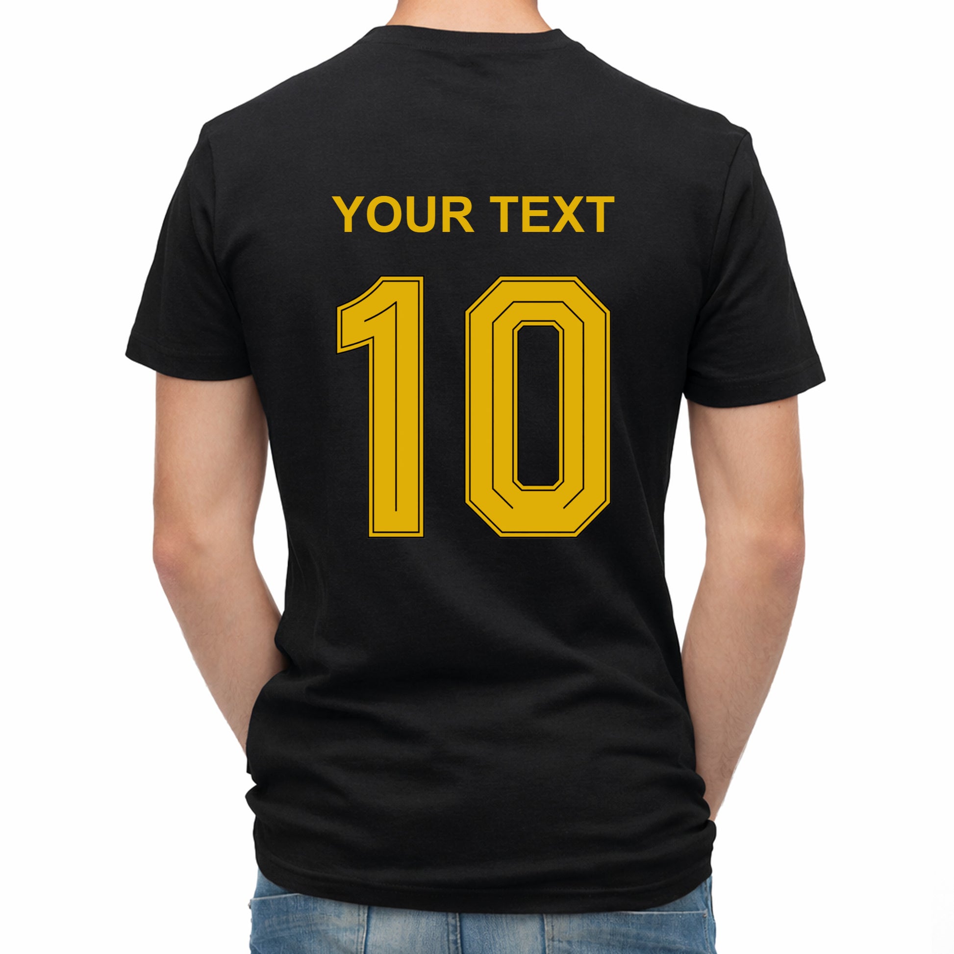 Herren Fußball-T-Shirt mit Nummer 10 Spanien – eigener Text vorne und hinten