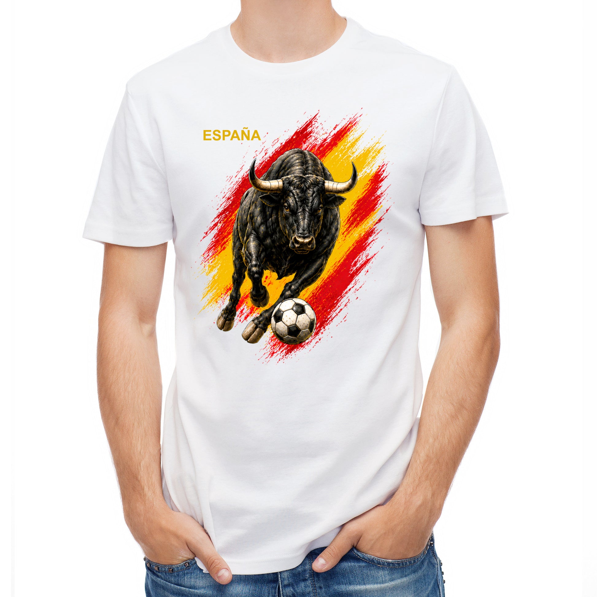 Herren Fußball-T-Shirt mit Nummer 10 Spanien – eigener Text vorne und hinten