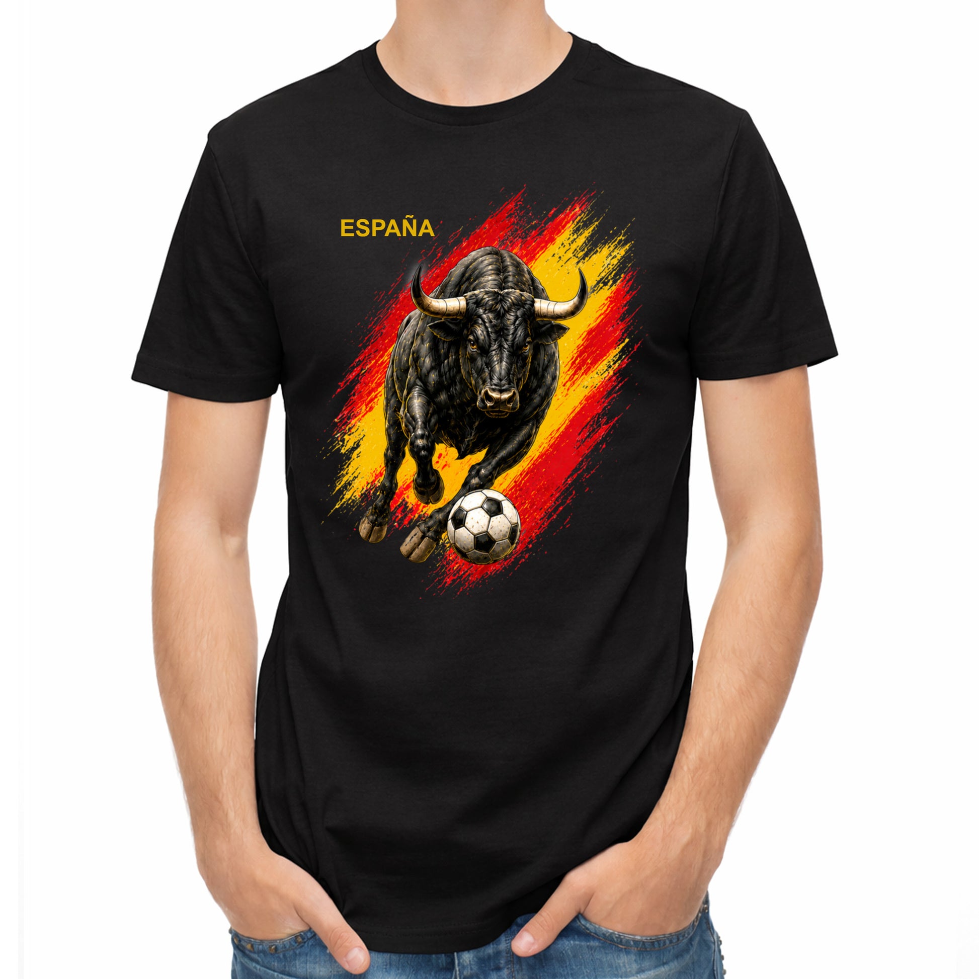 Herren Fußball-T-Shirt mit Nummer 11 Spanien – eigener Text vorne und hinten