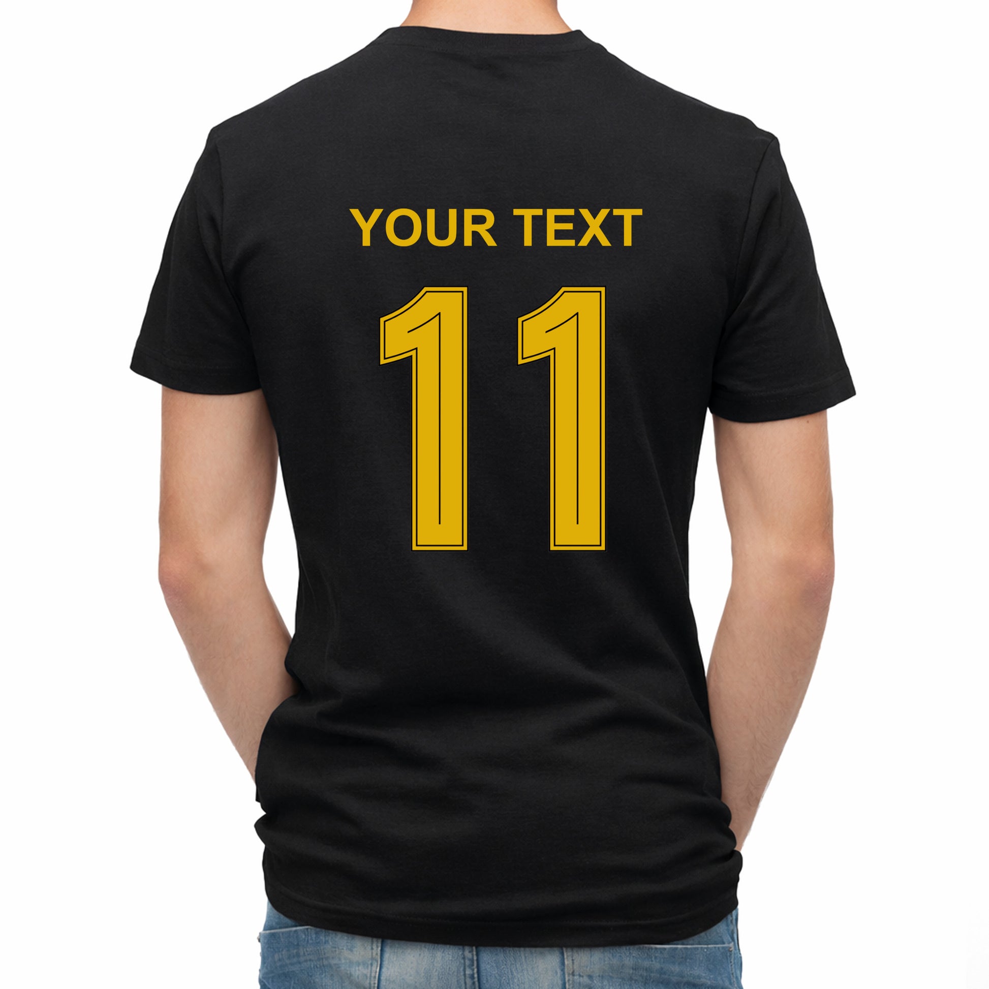 Herren Fußball-T-Shirt mit Nummer 11 Spanien – eigener Text vorne und hinten