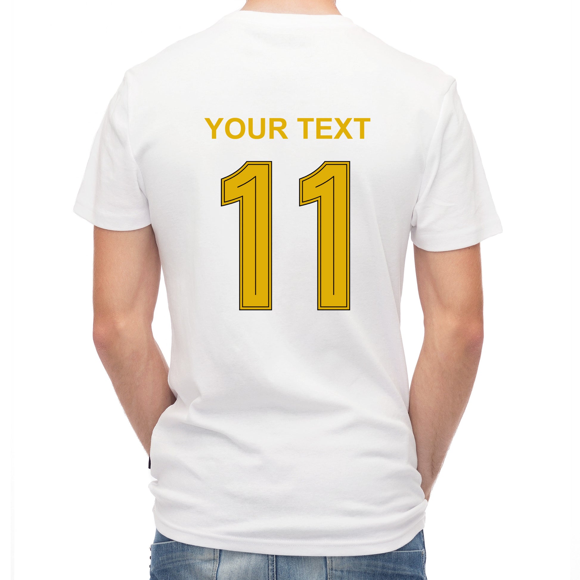 Herren Fußball-T-Shirt mit Nummer 11 Spanien – eigener Text vorne und hinten