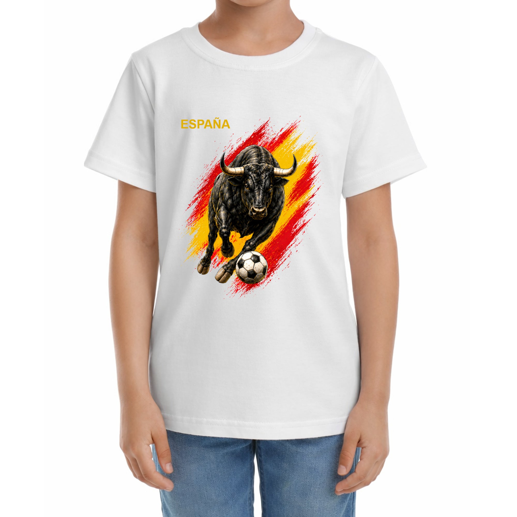 Kinder Fußball-T-Shirt mit Nummer 7 Spanien – eigener Text vorne und hinten