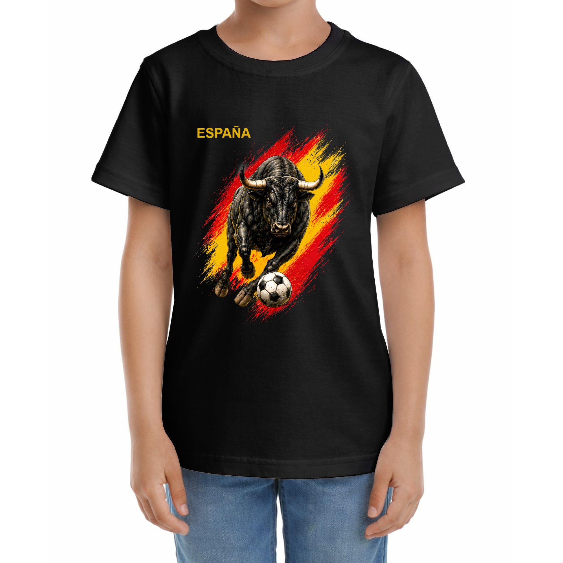Kinder Fußball-T-Shirt mit Nummer 7 Spanien – eigener Text vorne und hinten