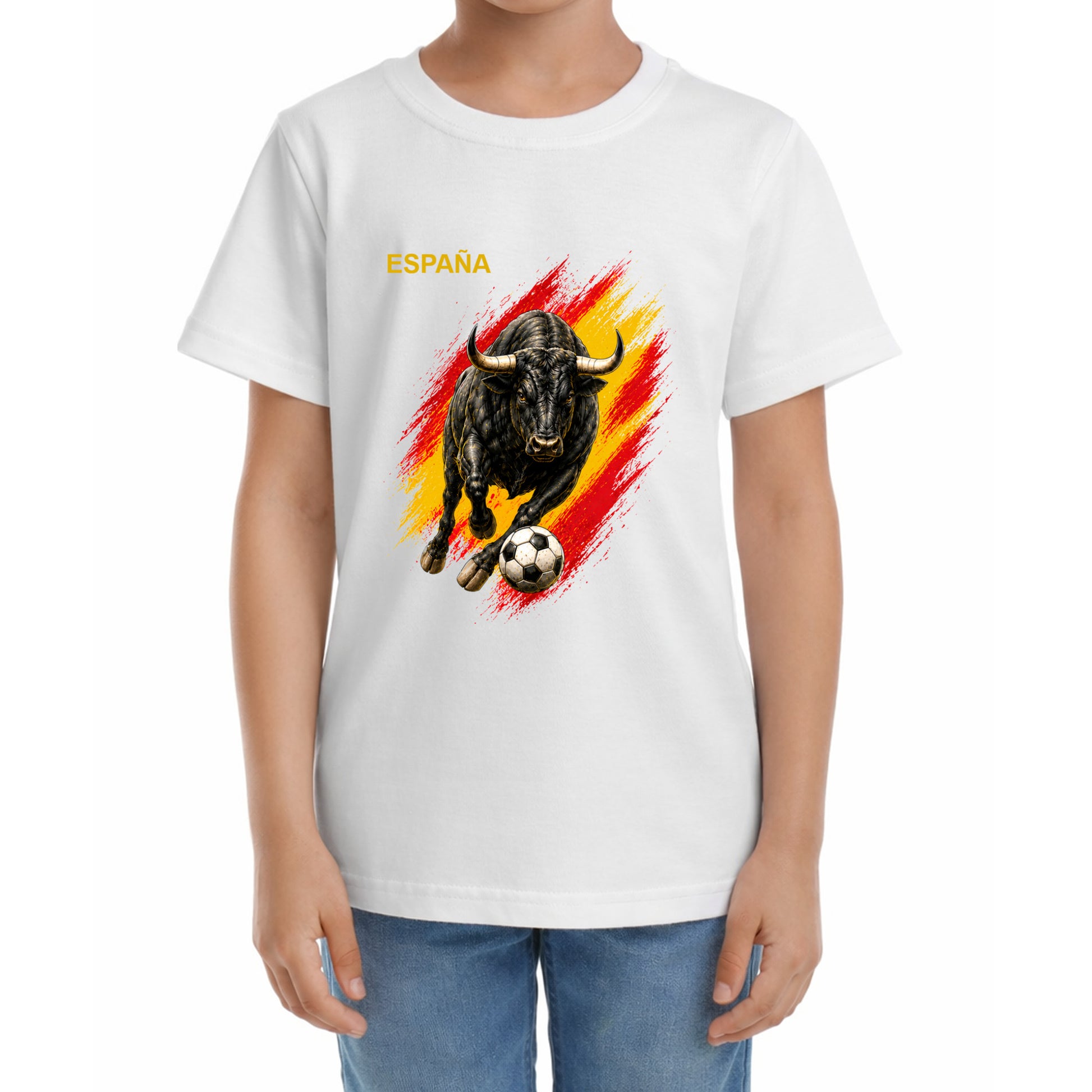 Kinder Fußball-T-Shirt mit Nummer 11 Spanien – eigener Text vorne und hinten