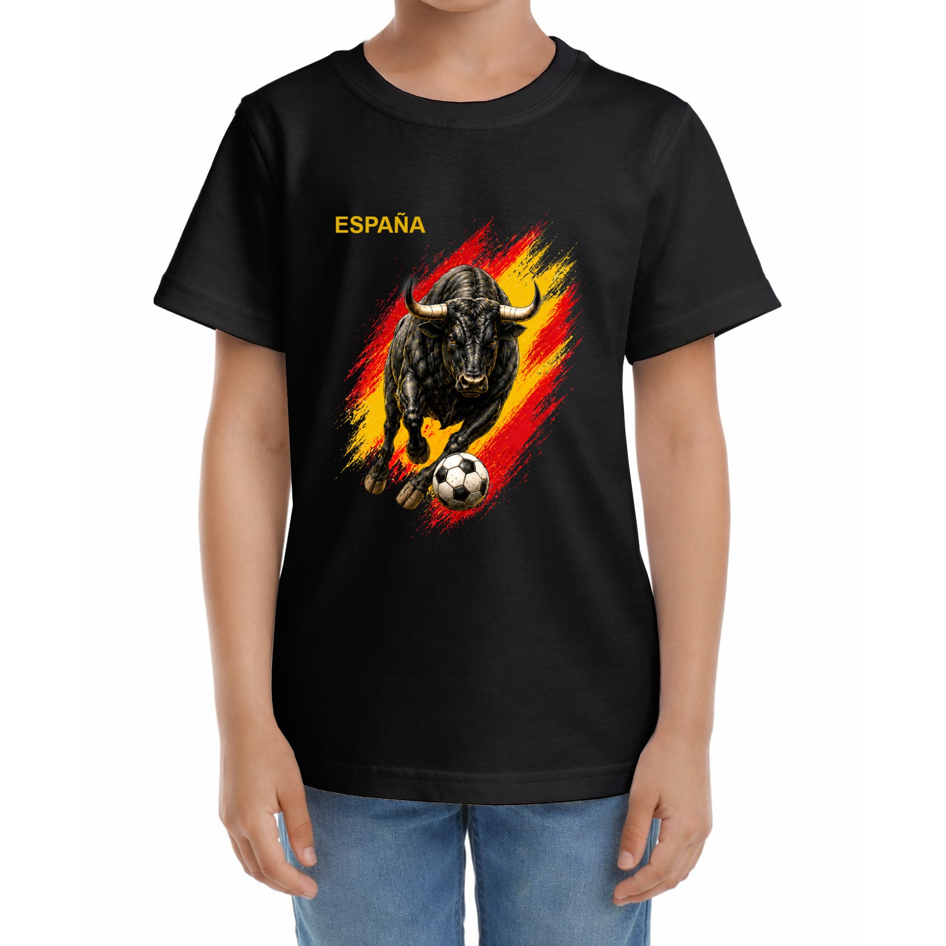 Kinder Fußball-T-Shirt mit Nummer 11 Spanien – eigener Text vorne und hinten