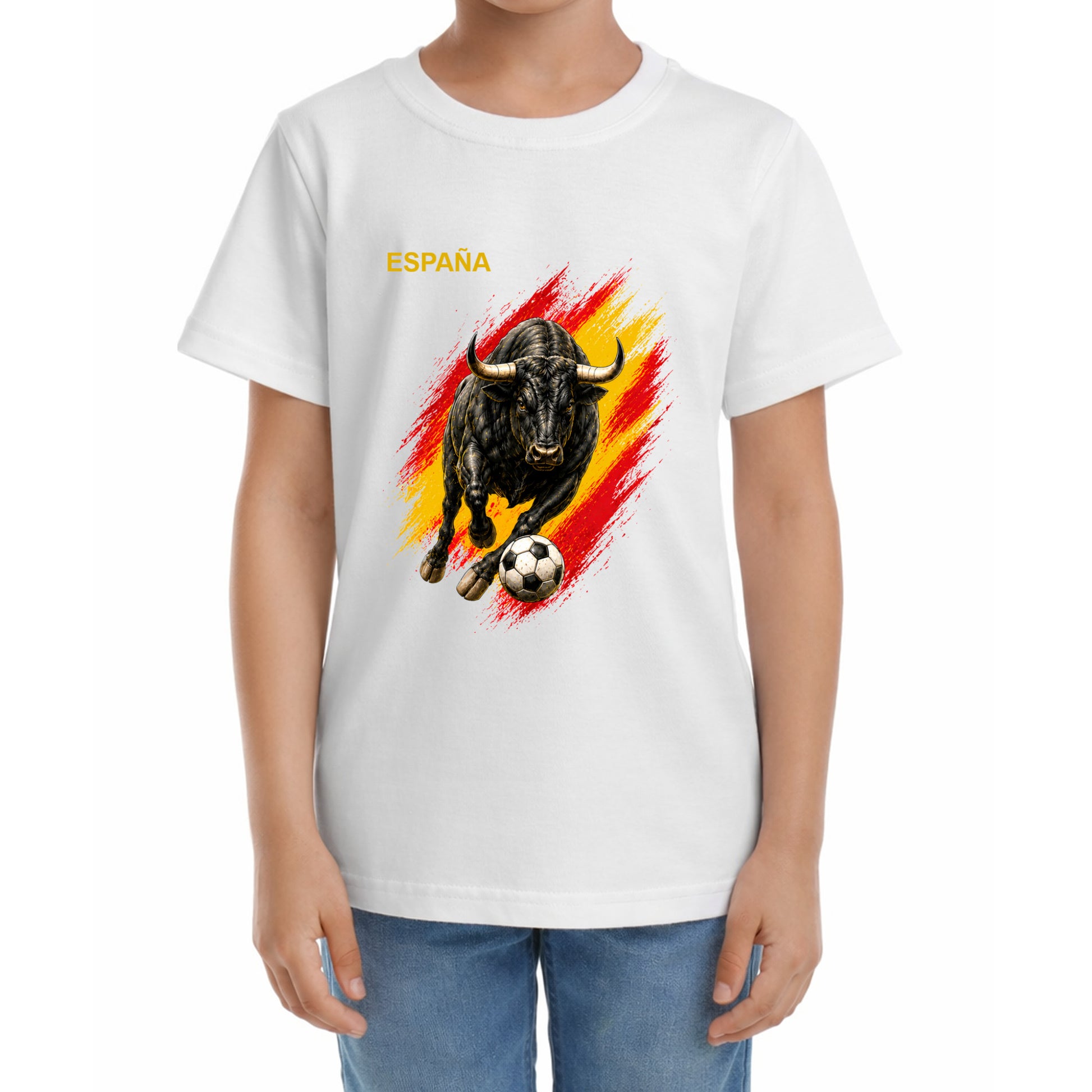 Kinder Fußball-T-Shirt mit Nummer 10 Spanien – eigener Text vorne und hinten