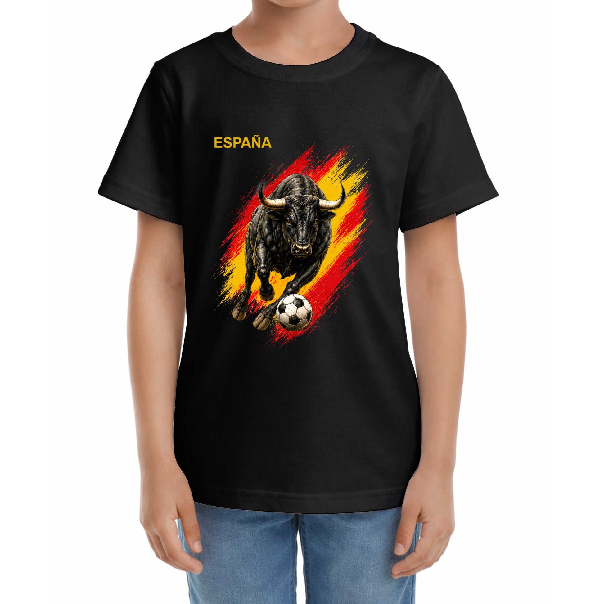 Kinder Fußball-T-Shirt mit Nummer 10 Spanien – eigener Text vorne und hinten