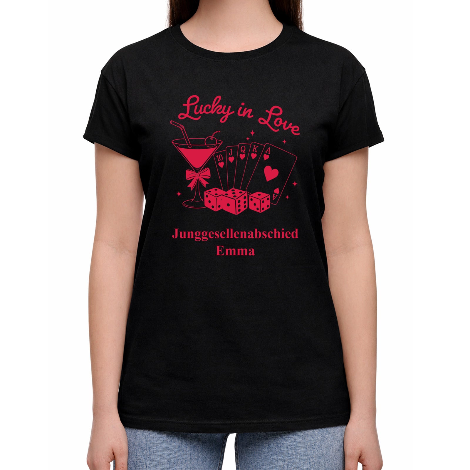 Damen-T-Shirt für den Junggesellinnenabschied Lucky in Love