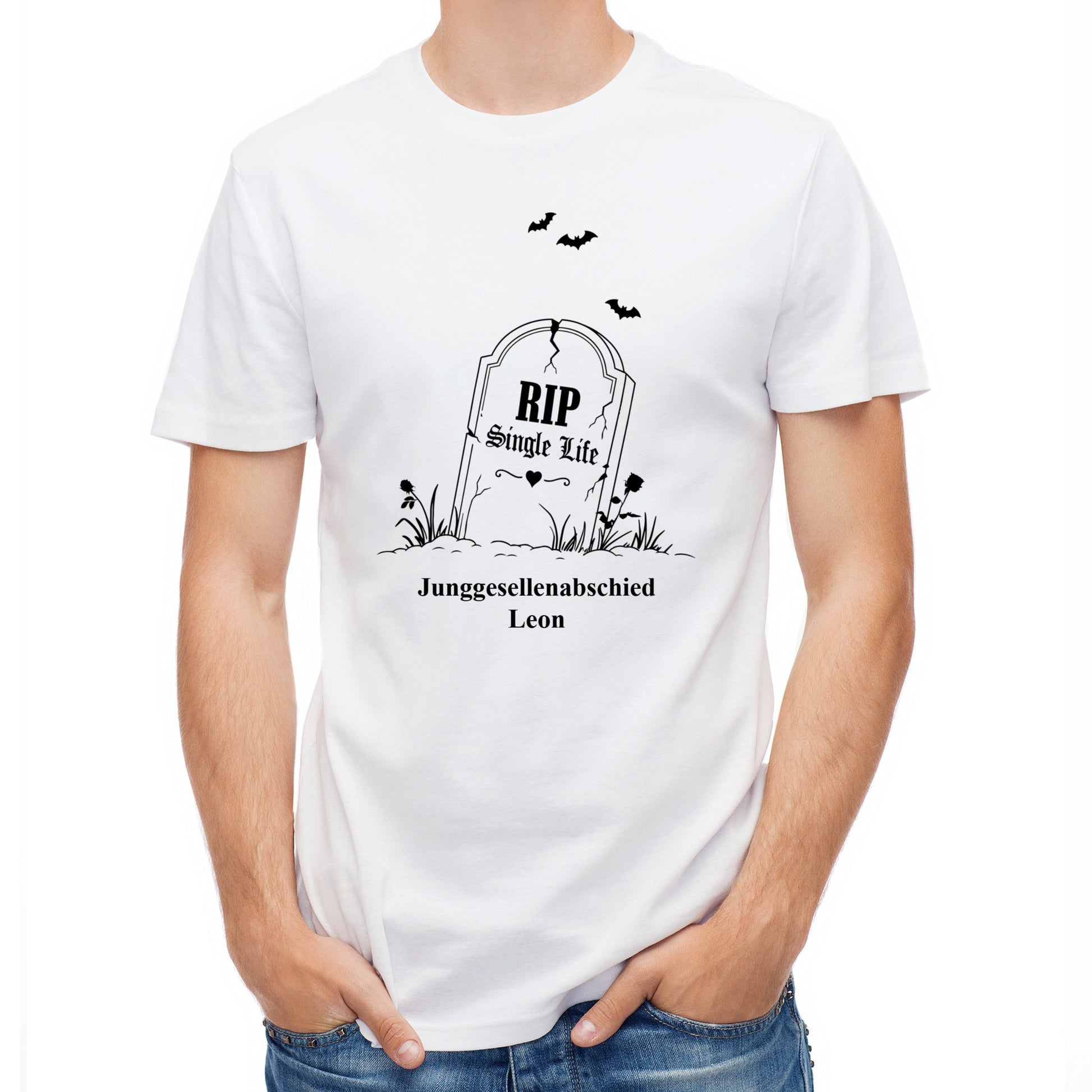 Herren T-Shirt weiß für den Junggesellenabschied RIP Single