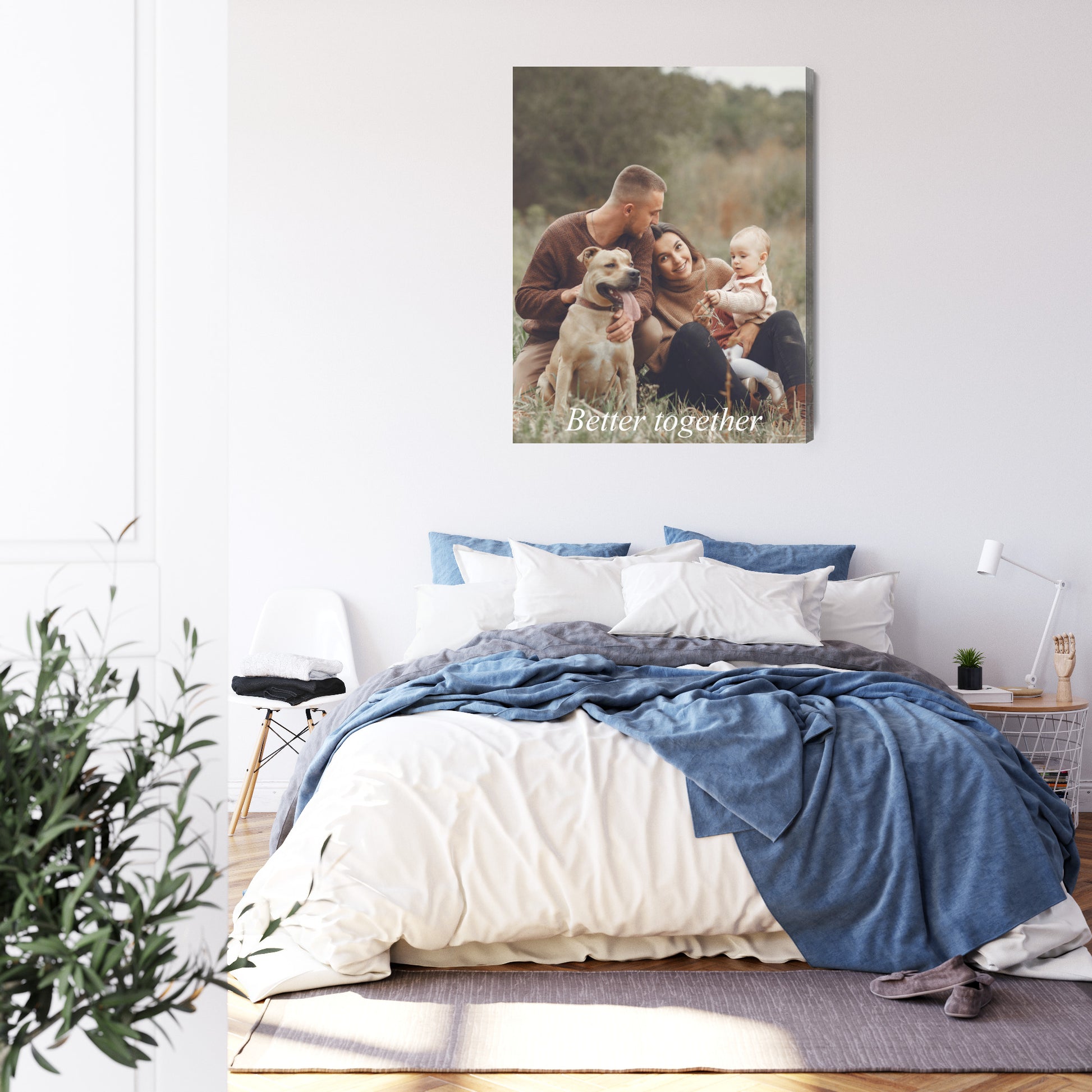 Vertikales Wandbild aus Foto mit Schriftzug