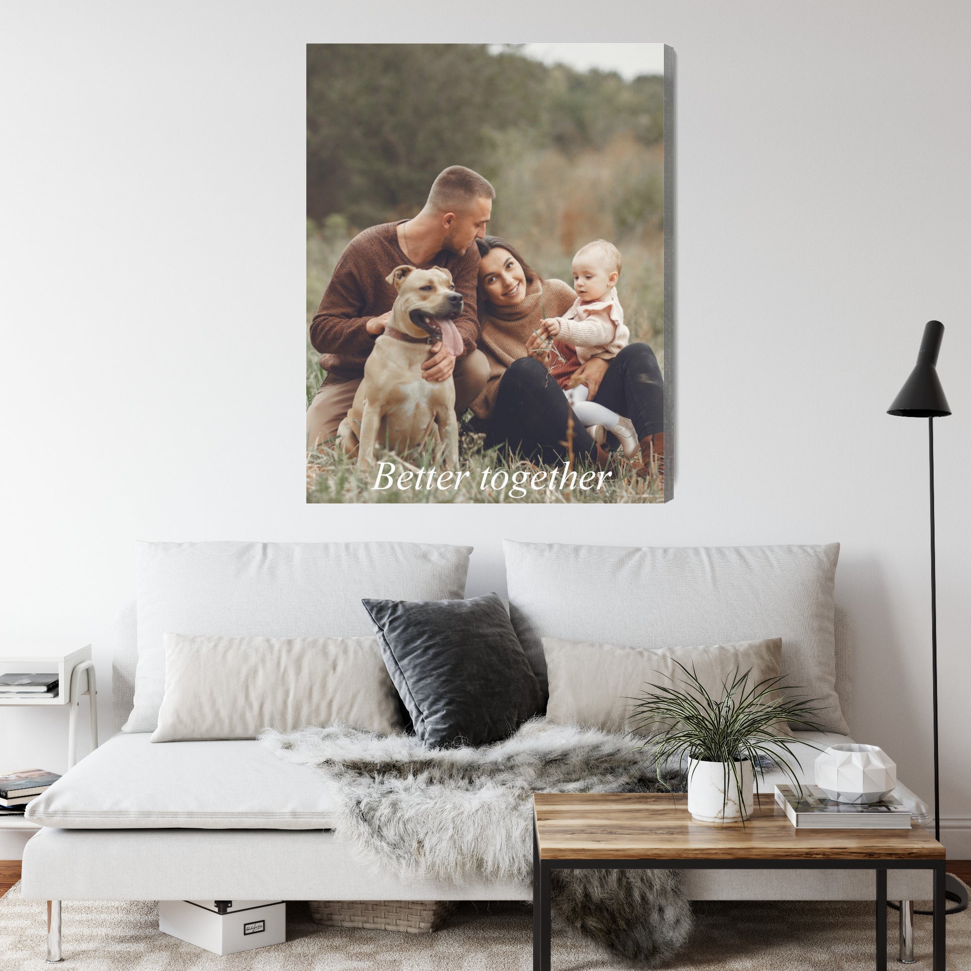 Vertikales Wandbild aus Foto mit Schriftzug