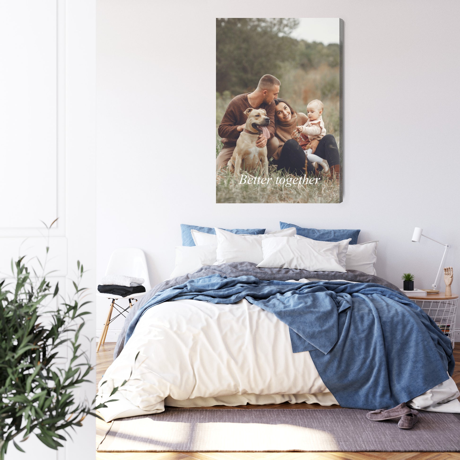 Vertikales Wandbild aus Foto mit Schriftzug