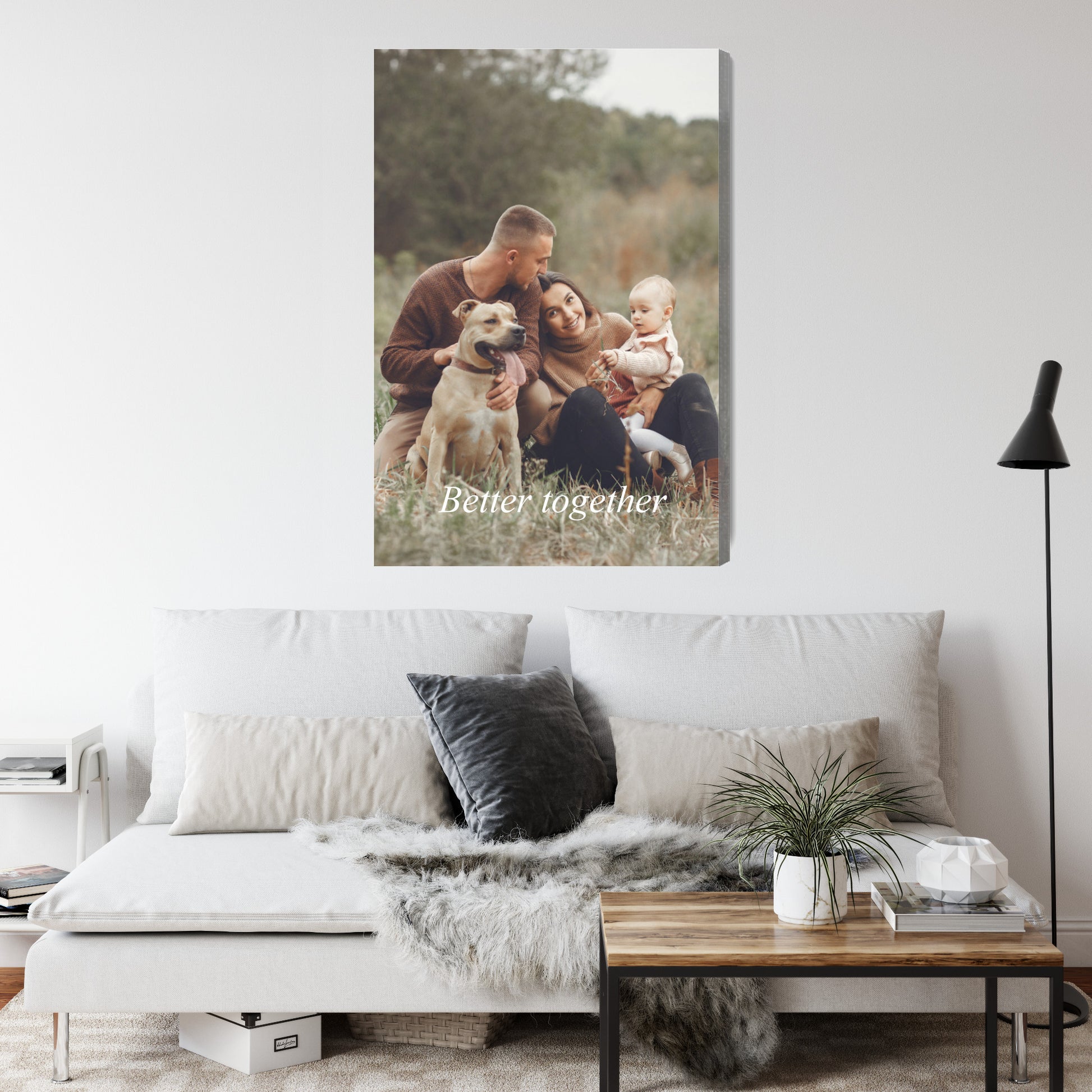 Vertikales Wandbild aus Foto mit Schriftzug