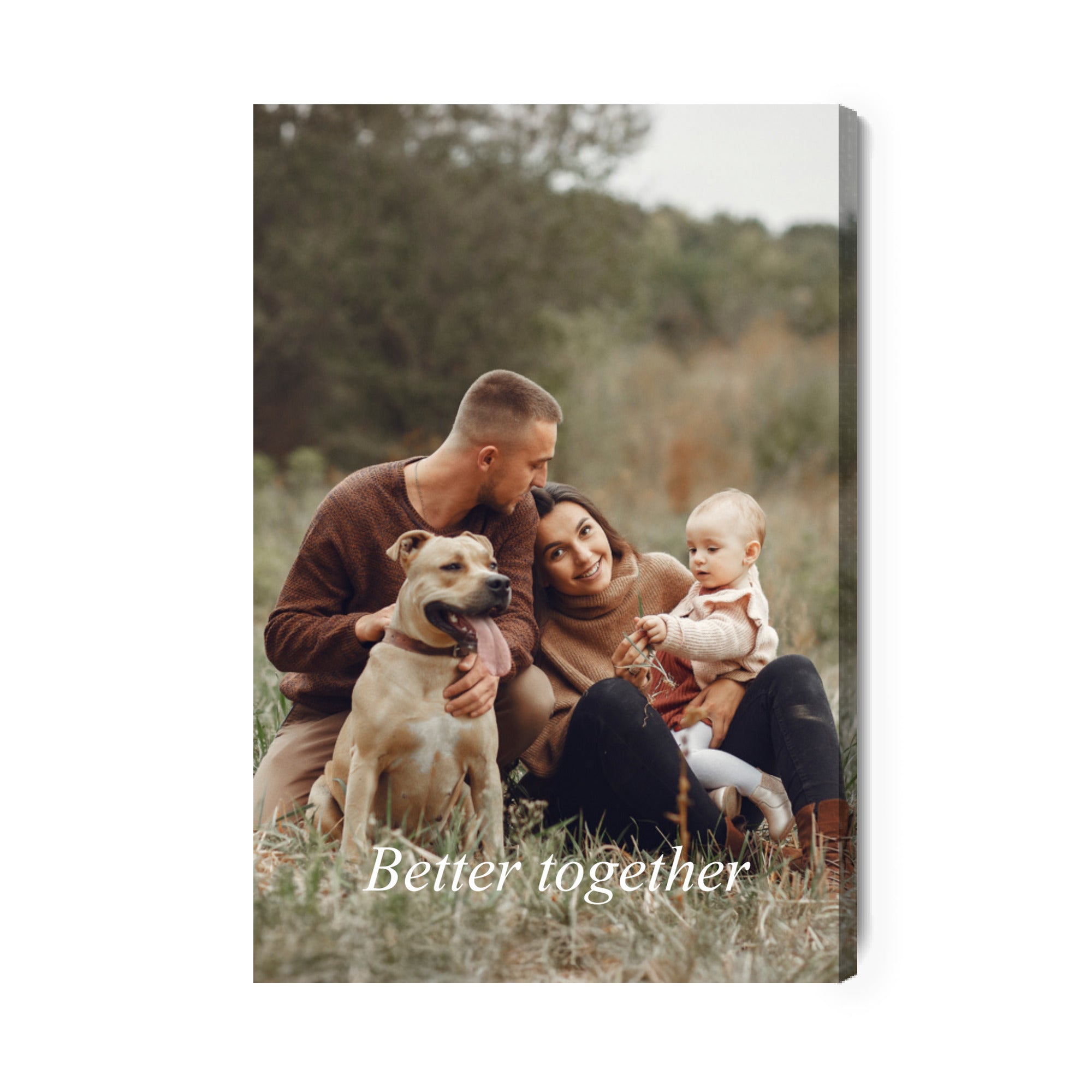 Vertikales Wandbild aus Foto mit Schriftzug