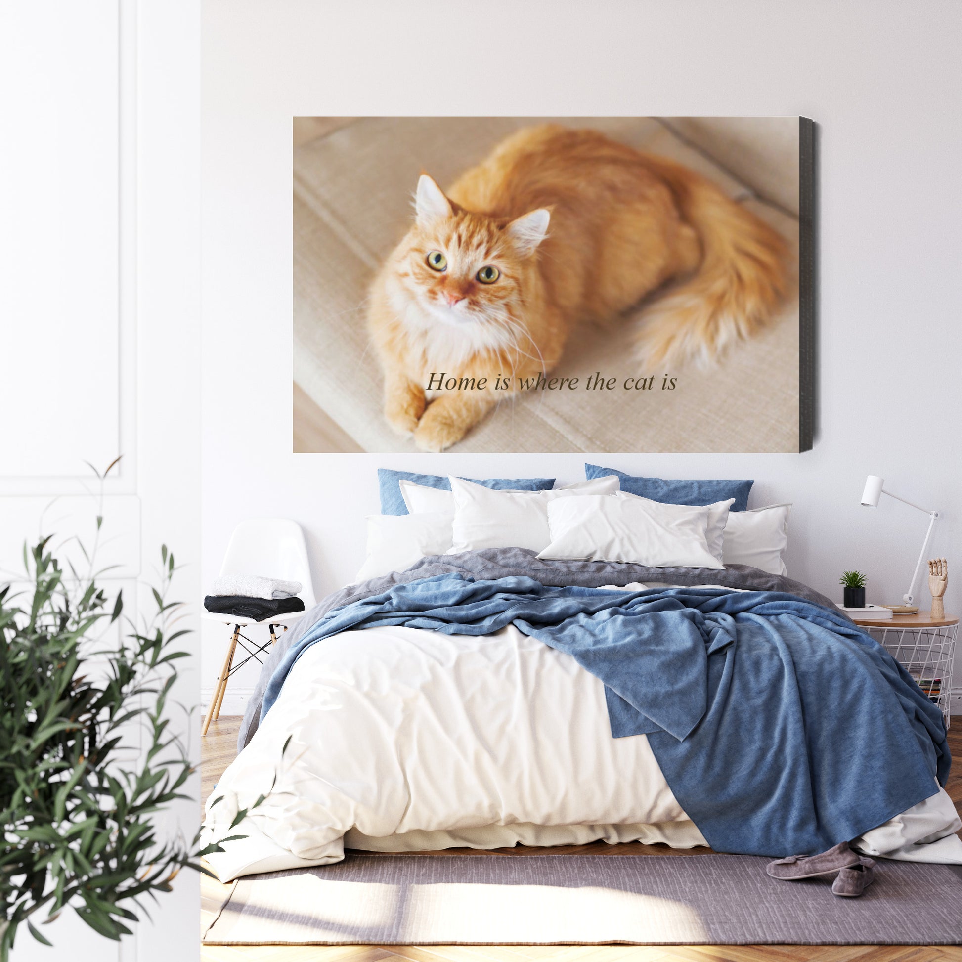 Leinwandbild mit Katzenfoto und Text
