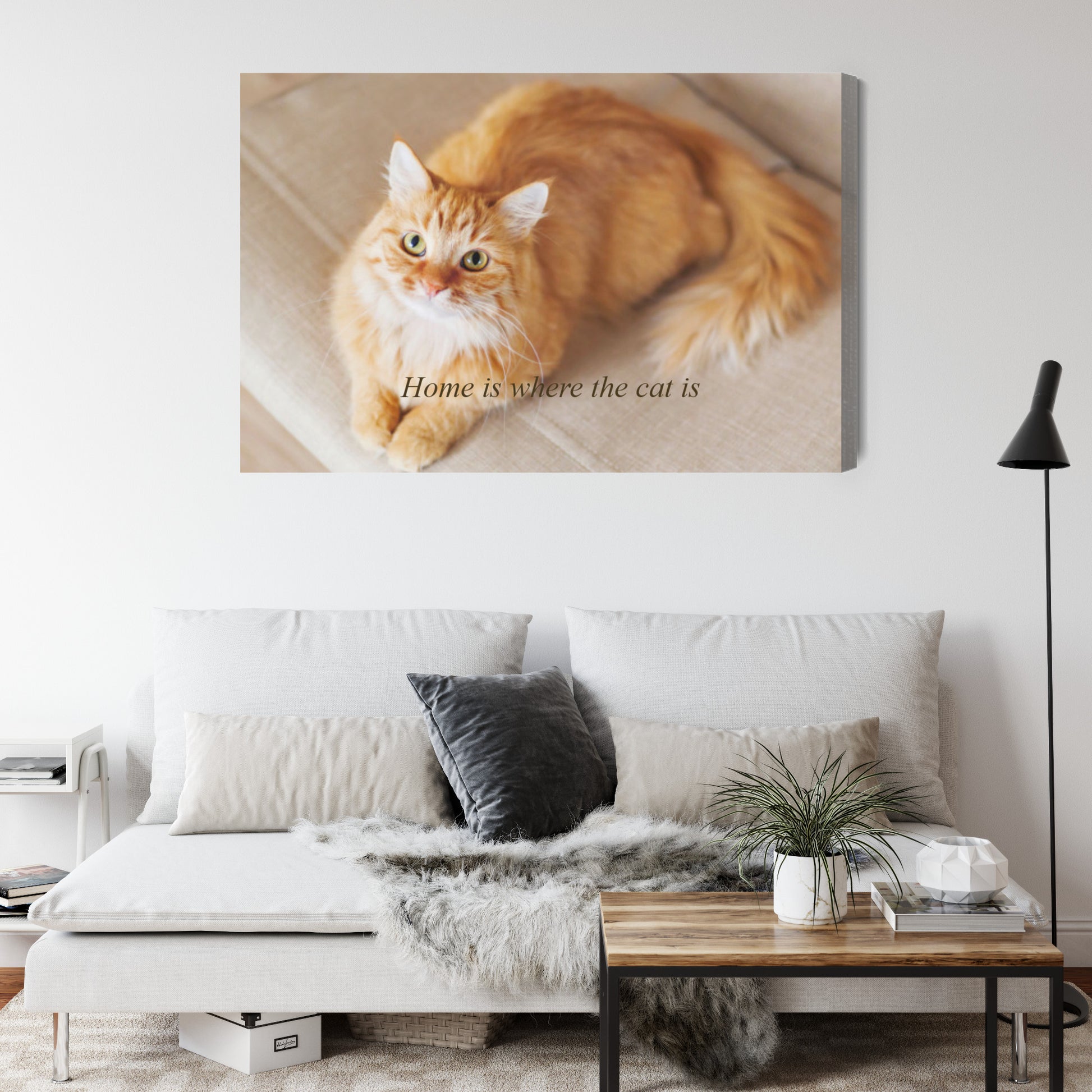 Leinwandbild mit Katzenfoto und Text