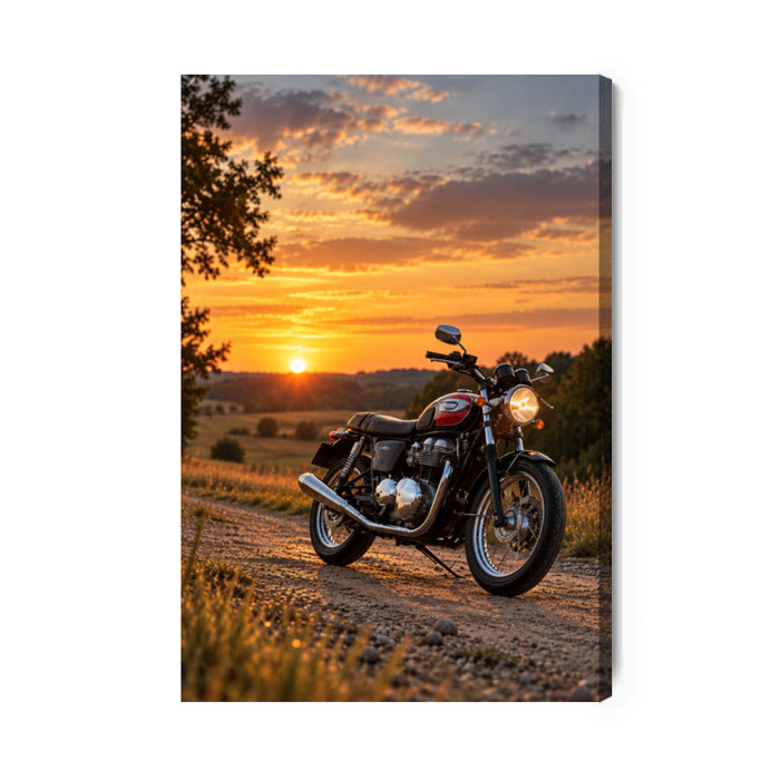 Hochformat-Leinwandbild mit Motorrad im künstlerischen Stil