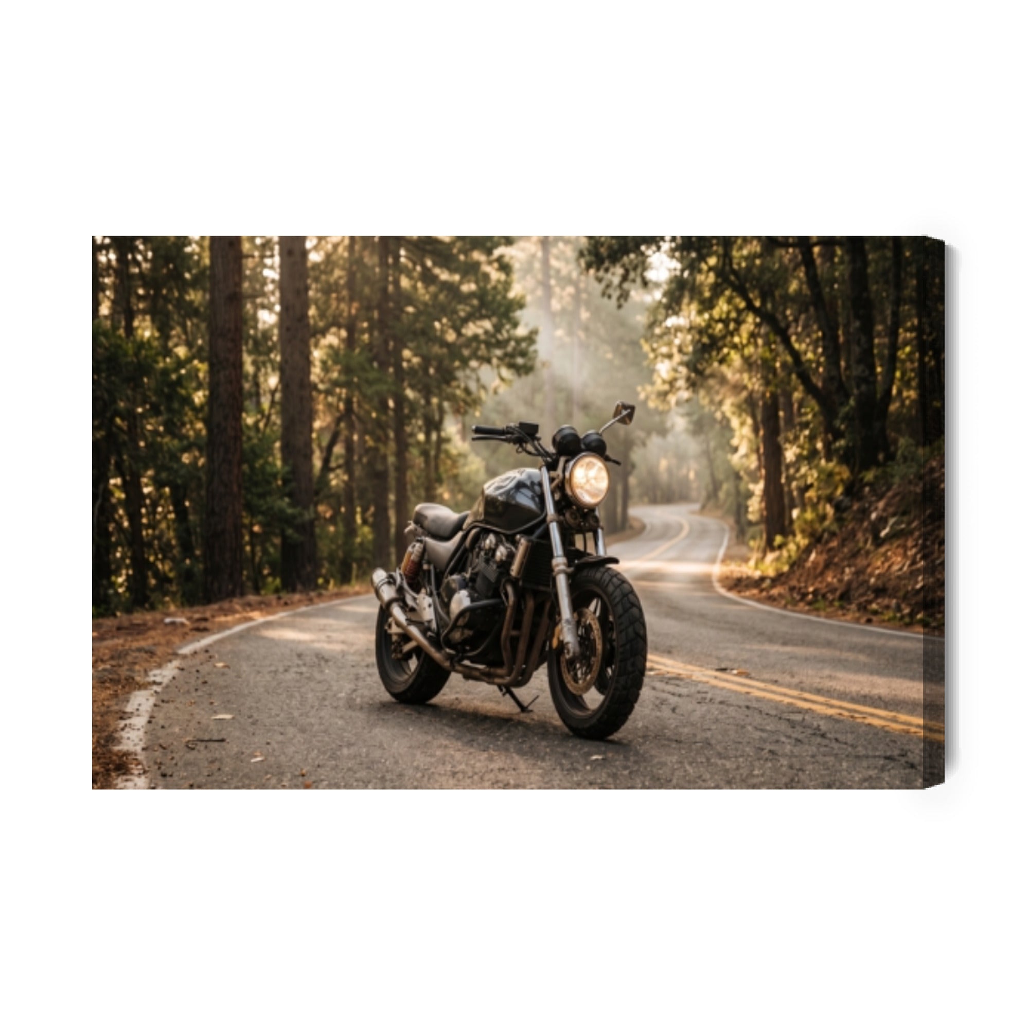 Querformat-Leinwandbild mit Motorrad im künstlerischen Stil