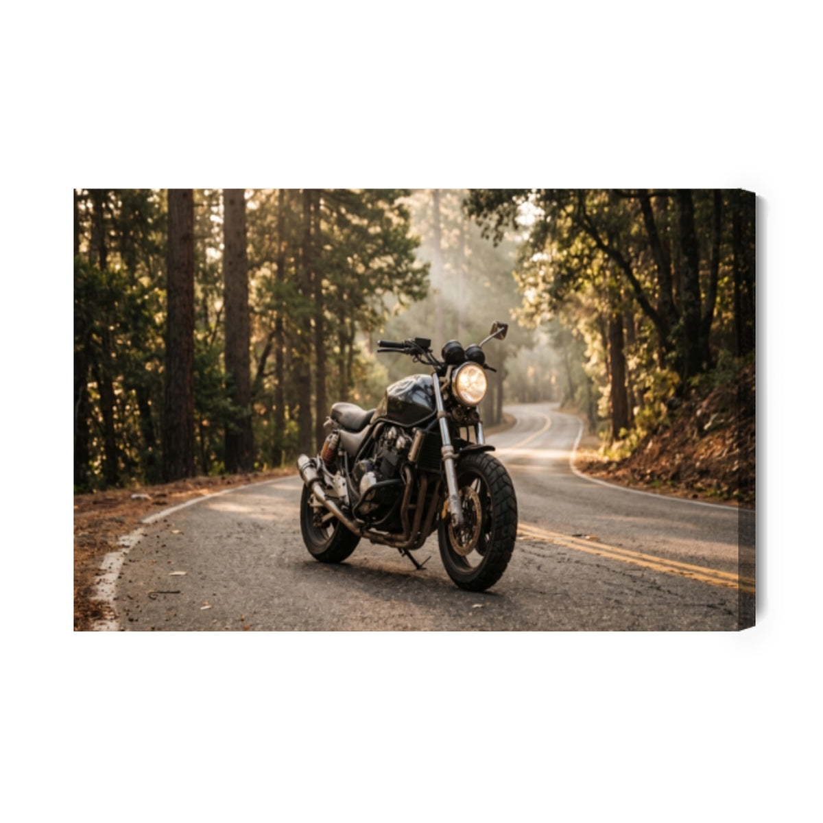 Querformat-Leinwandbild mit Motorrad im künstlerischen Stil