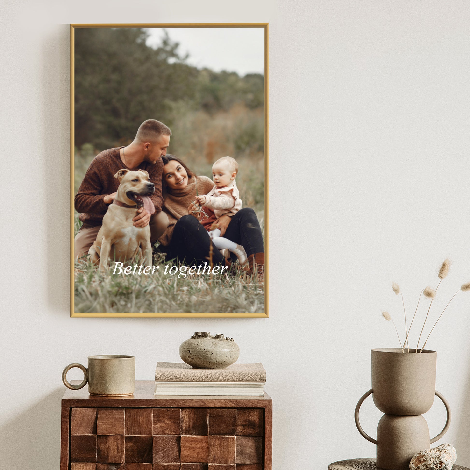 Poster im Rahmen aus Foto mit Schriftzug