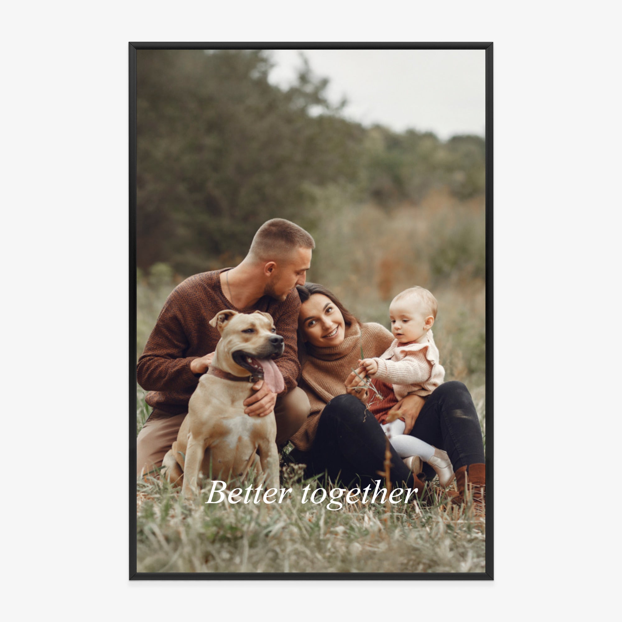 Poster im Rahmen aus Foto mit Schriftzug