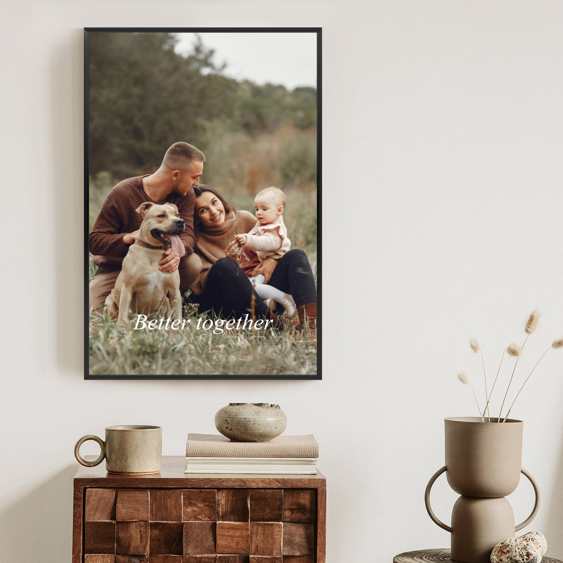 Poster im Rahmen aus Foto mit Schriftzug