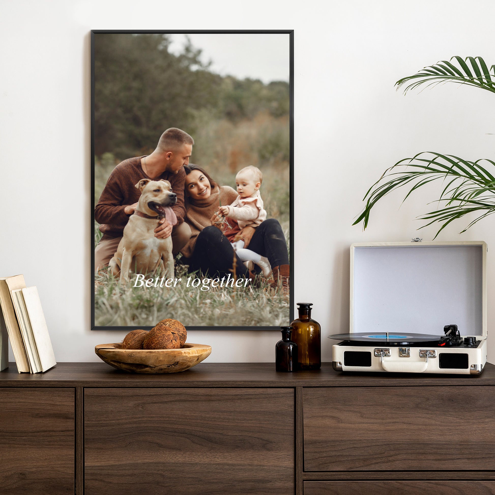 Poster im Rahmen aus Foto mit Schriftzug