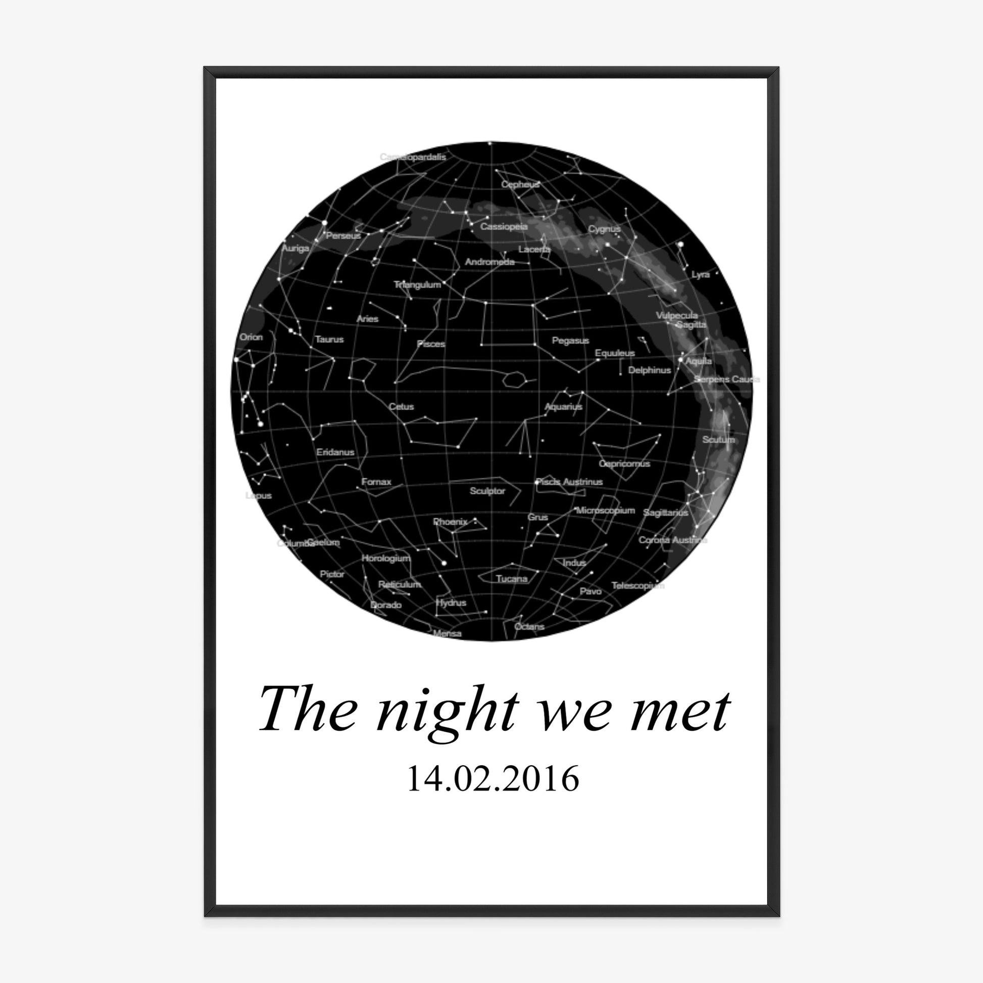 Poster im Rahmen mit Sternenkarte und Schriftzug