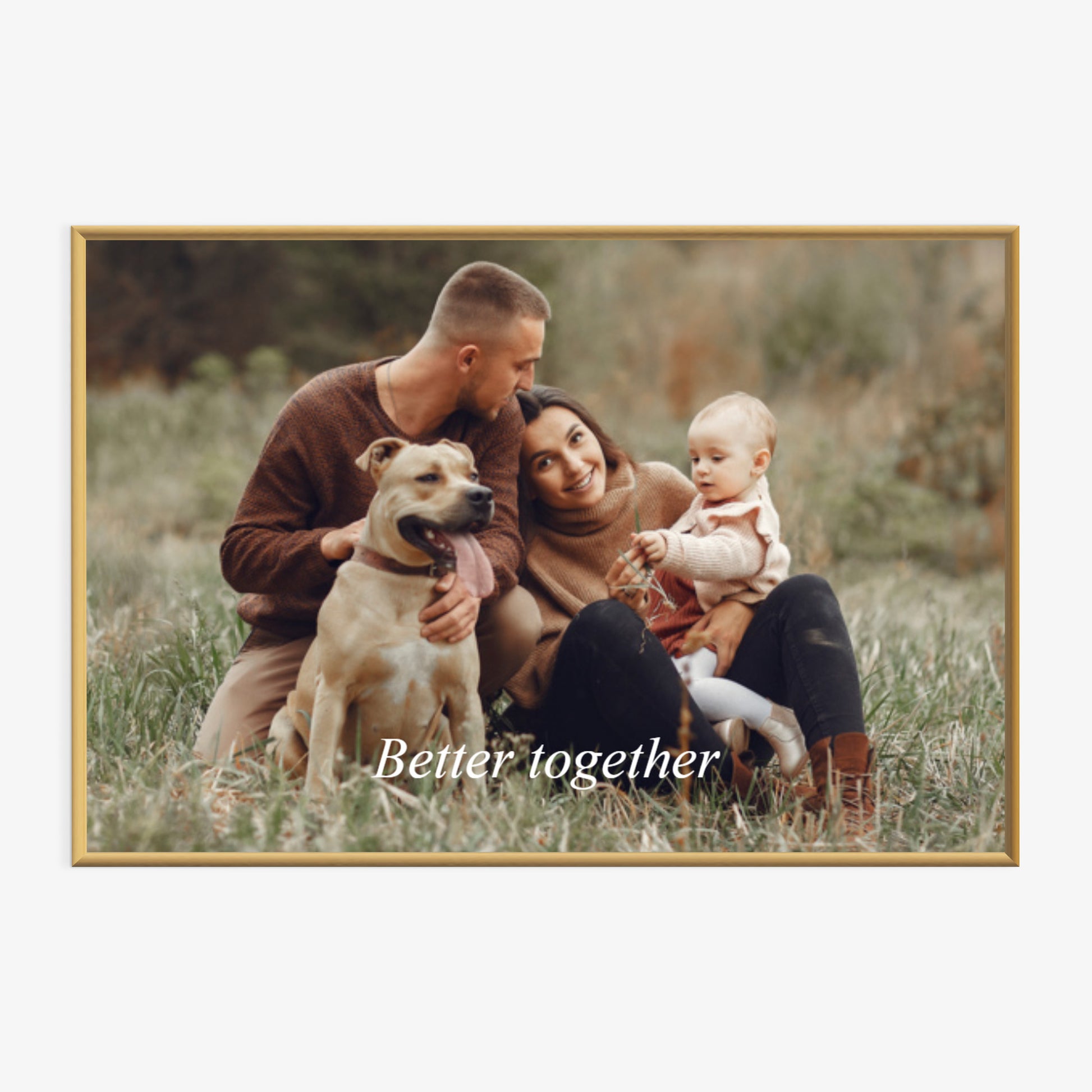 Horizontales gerahmtes Poster aus Foto mit Schriftzug