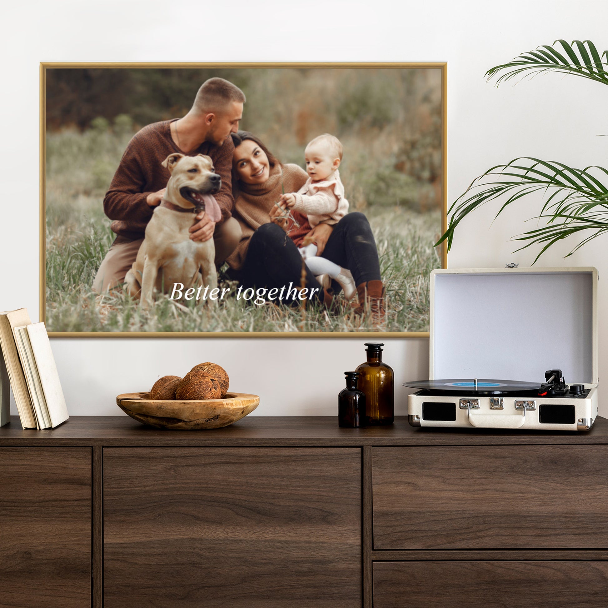 Horizontales gerahmtes Poster aus Foto mit Schriftzug