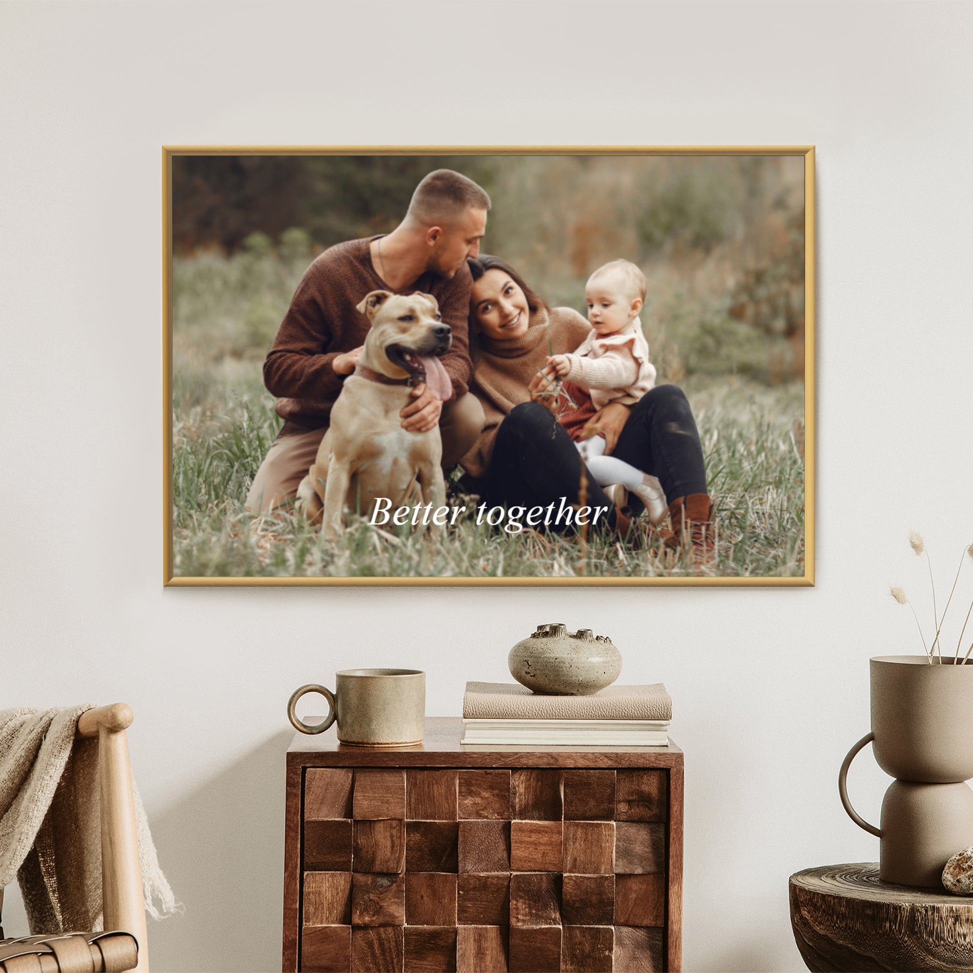 Horizontales gerahmtes Poster aus Foto mit Schriftzug