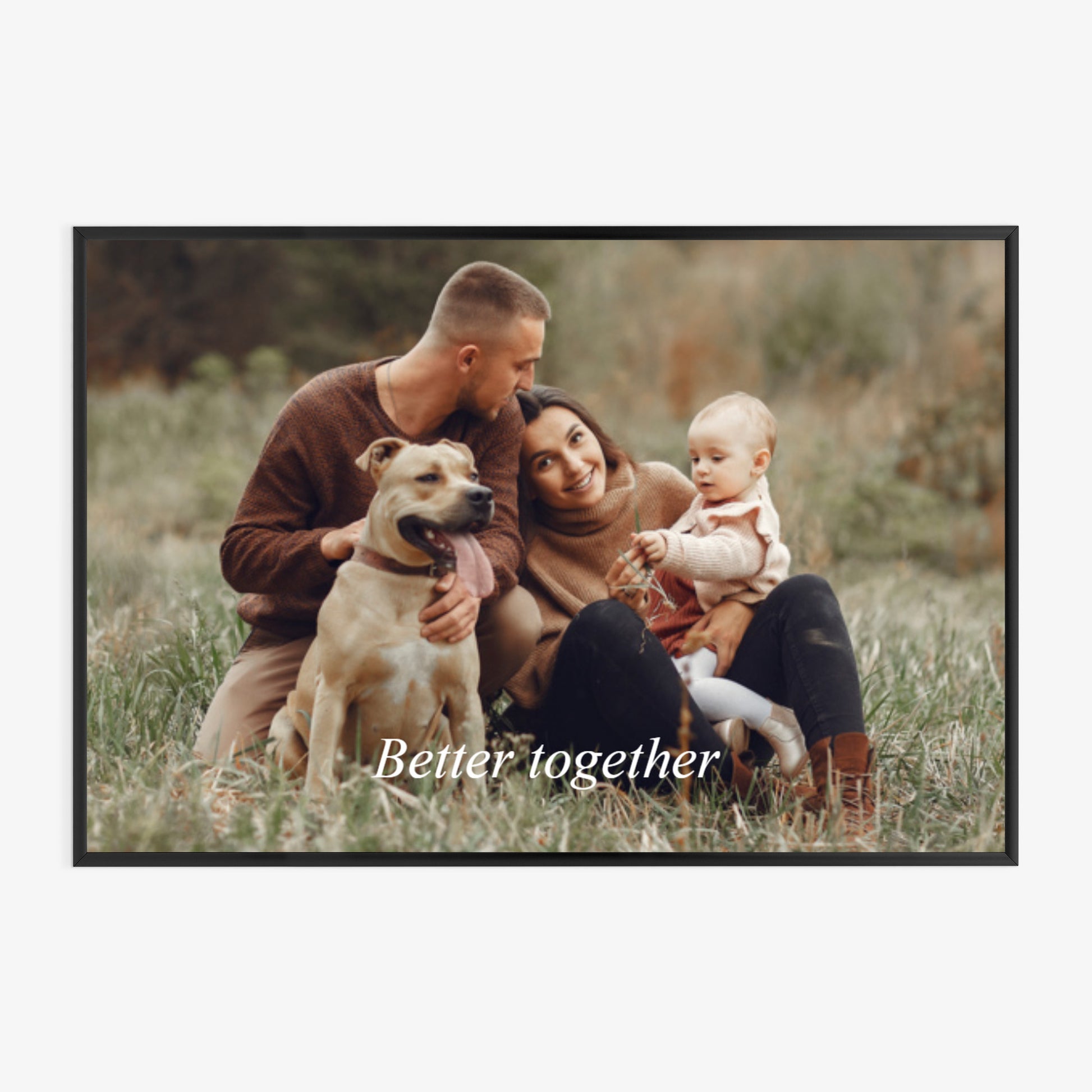 Horizontales gerahmtes Poster aus Foto mit Schriftzug