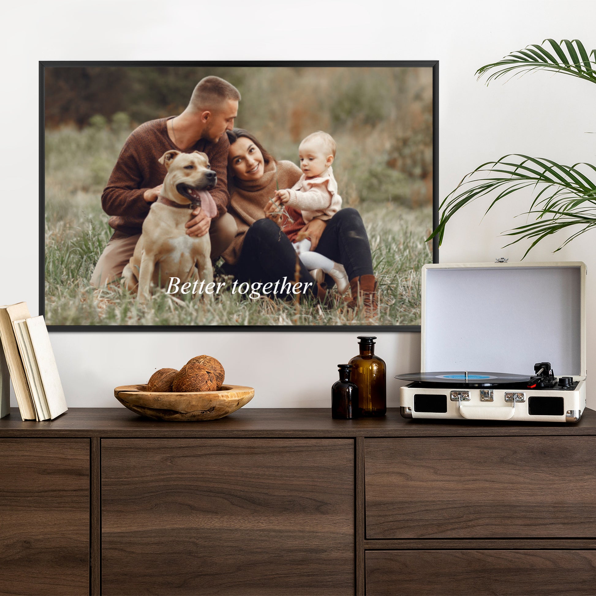 Horizontales gerahmtes Poster aus Foto mit Schriftzug