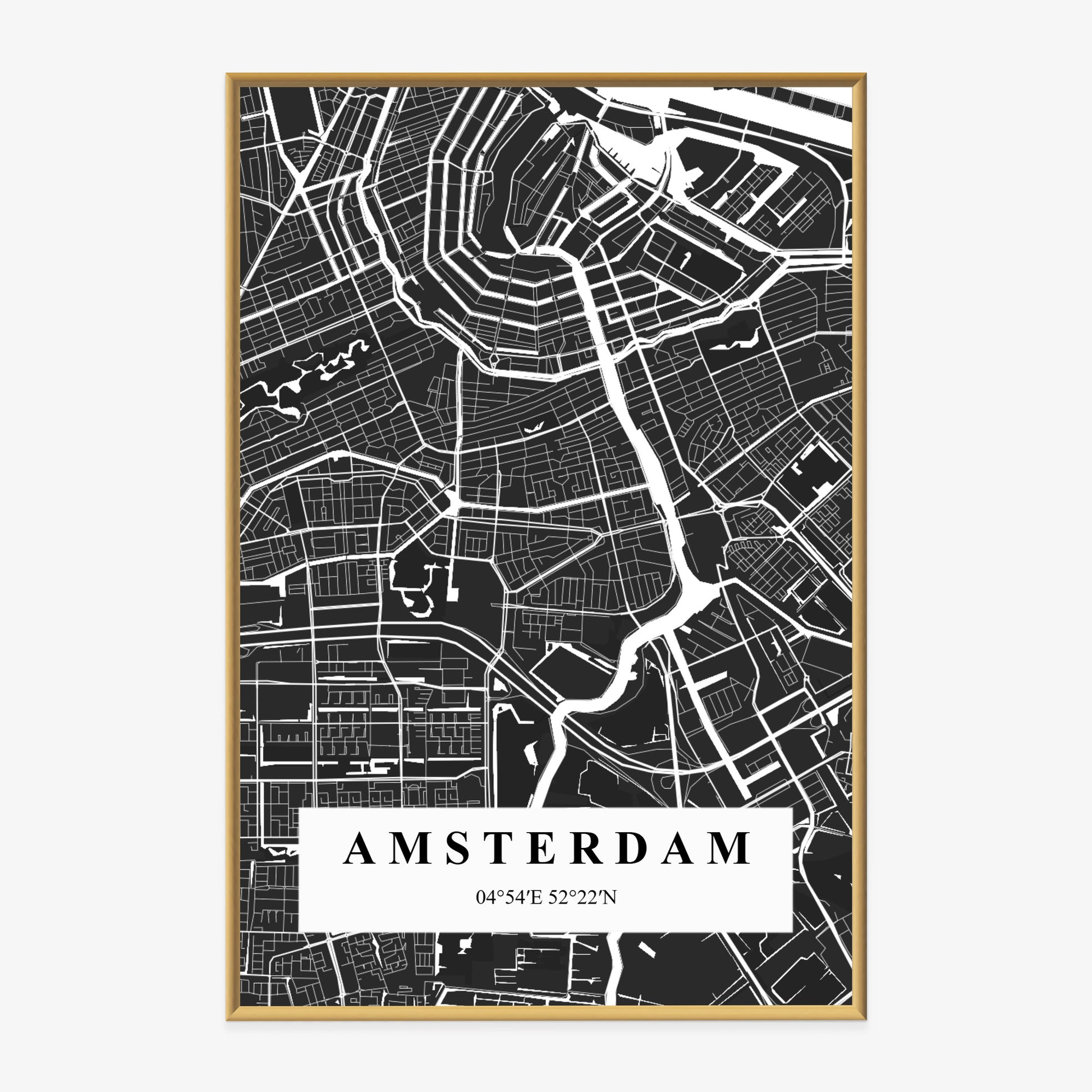 Poster im Rahmen mit Ortskarte und Text