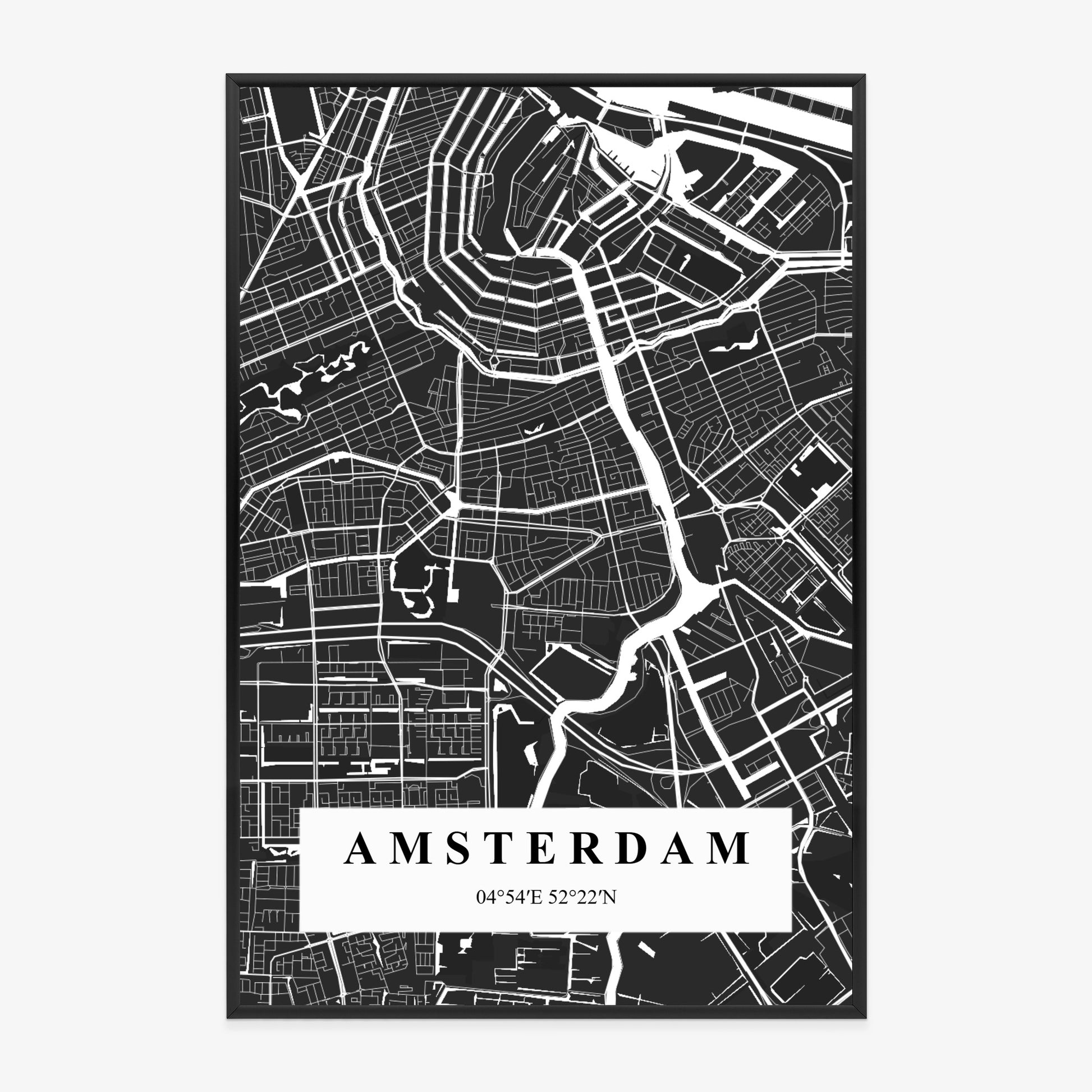 Poster im Rahmen mit Ortskarte und Text