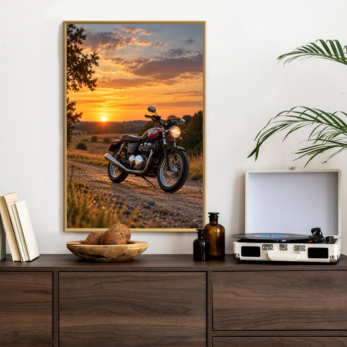 Plakat w ramie pionowy z motocyklem z efektem artystycznym